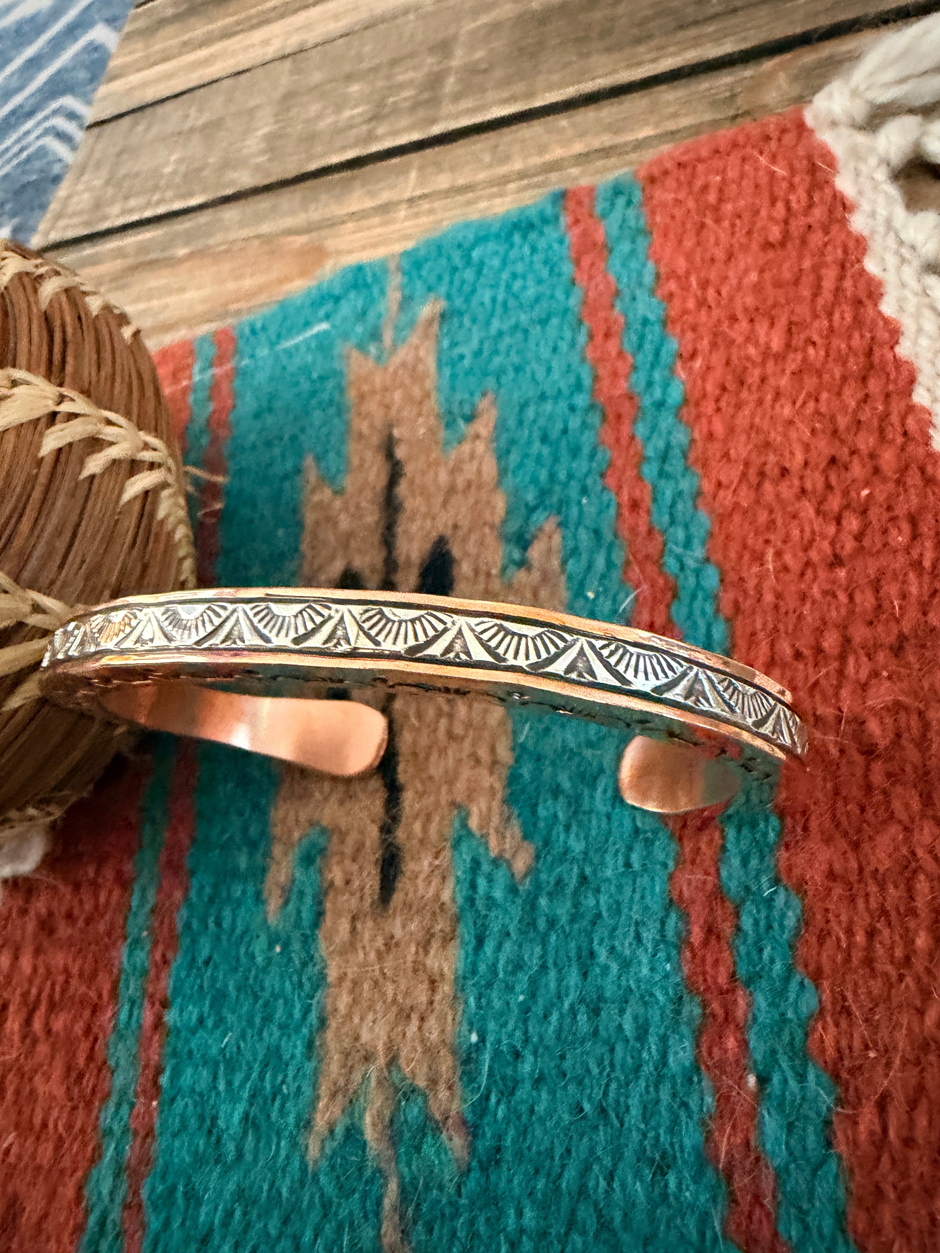 Handcrafted Copper & Sterling Silver Cuff Bracelet by Wylie Secatero