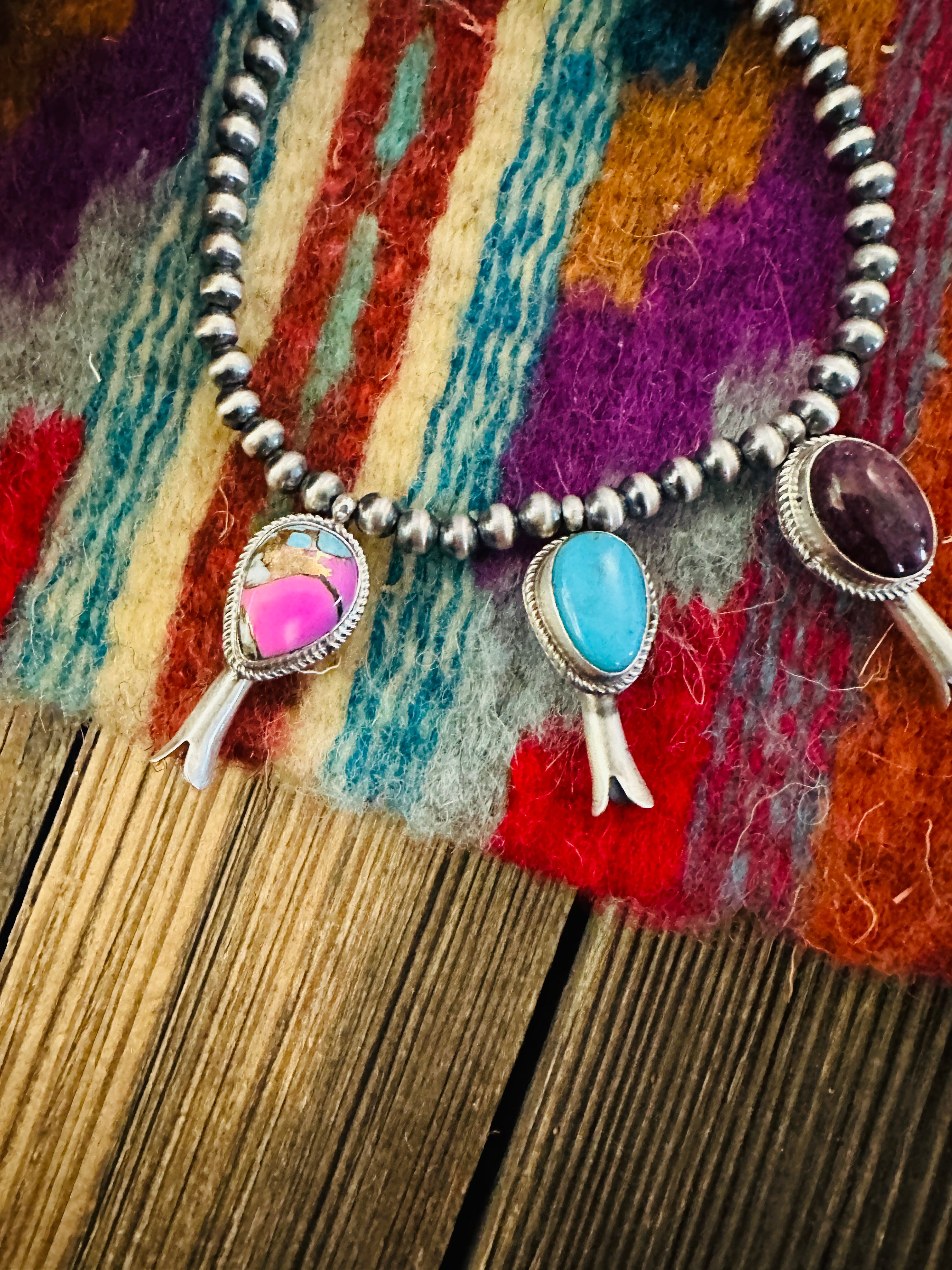 Handcrafted 3mm Sterling Silver Pearl & Multi Stone Blossom Stretch Bracelet