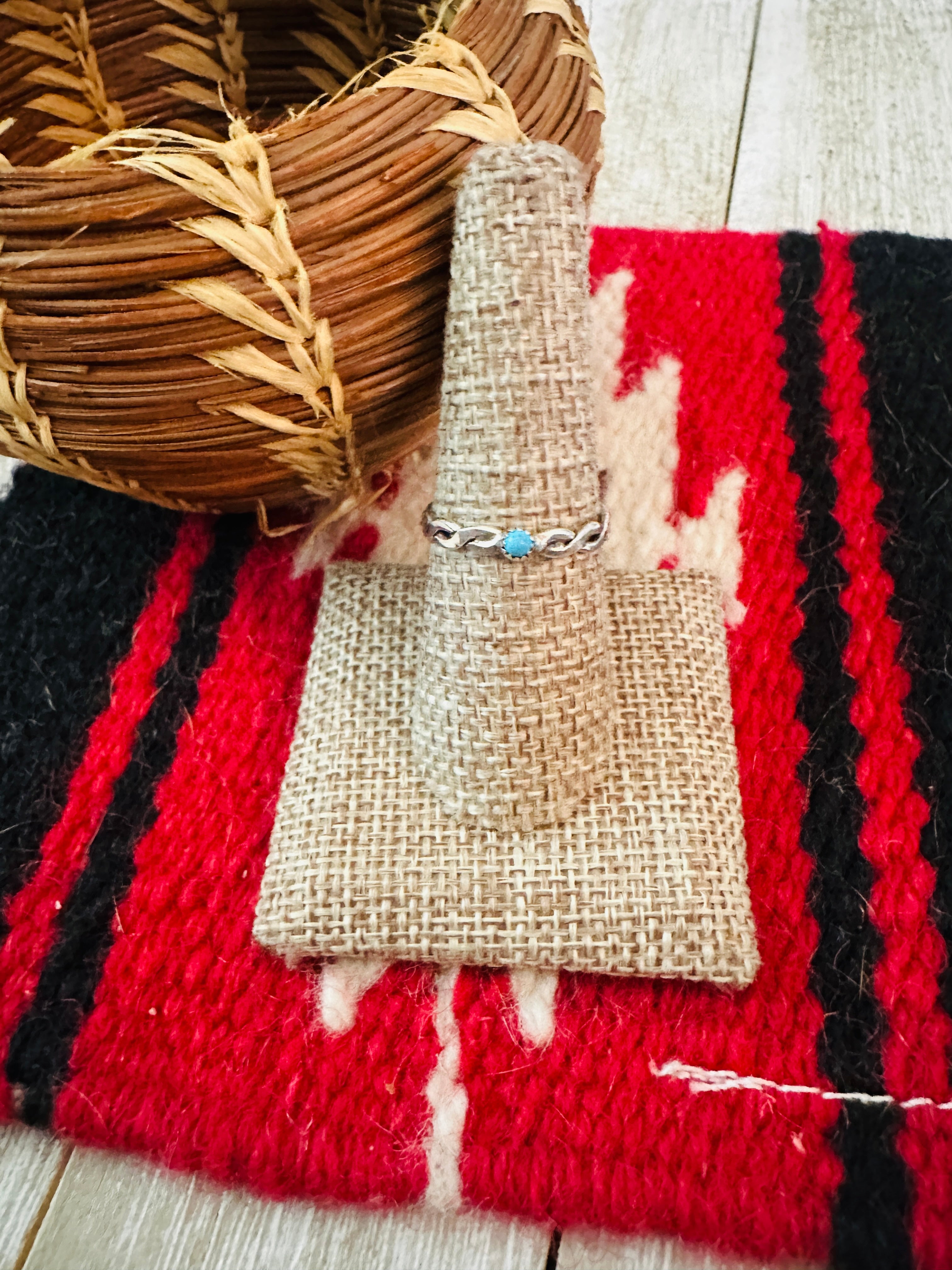 Handcrafted Turquoise & Sterling Silver Twisted Band Ring