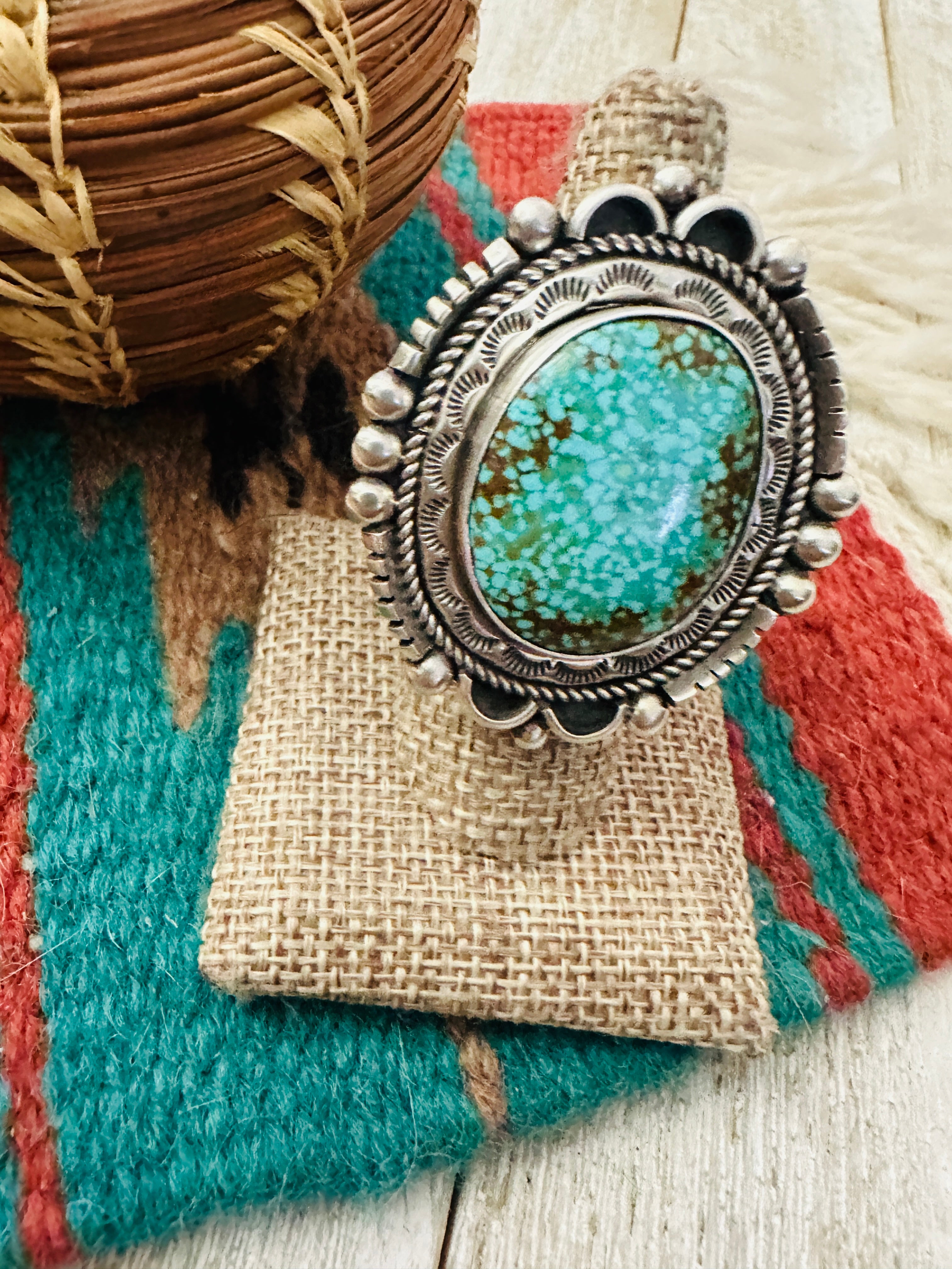 Handcrafted Number 8 Turquoise & Sterling Silver Adjustable Ring