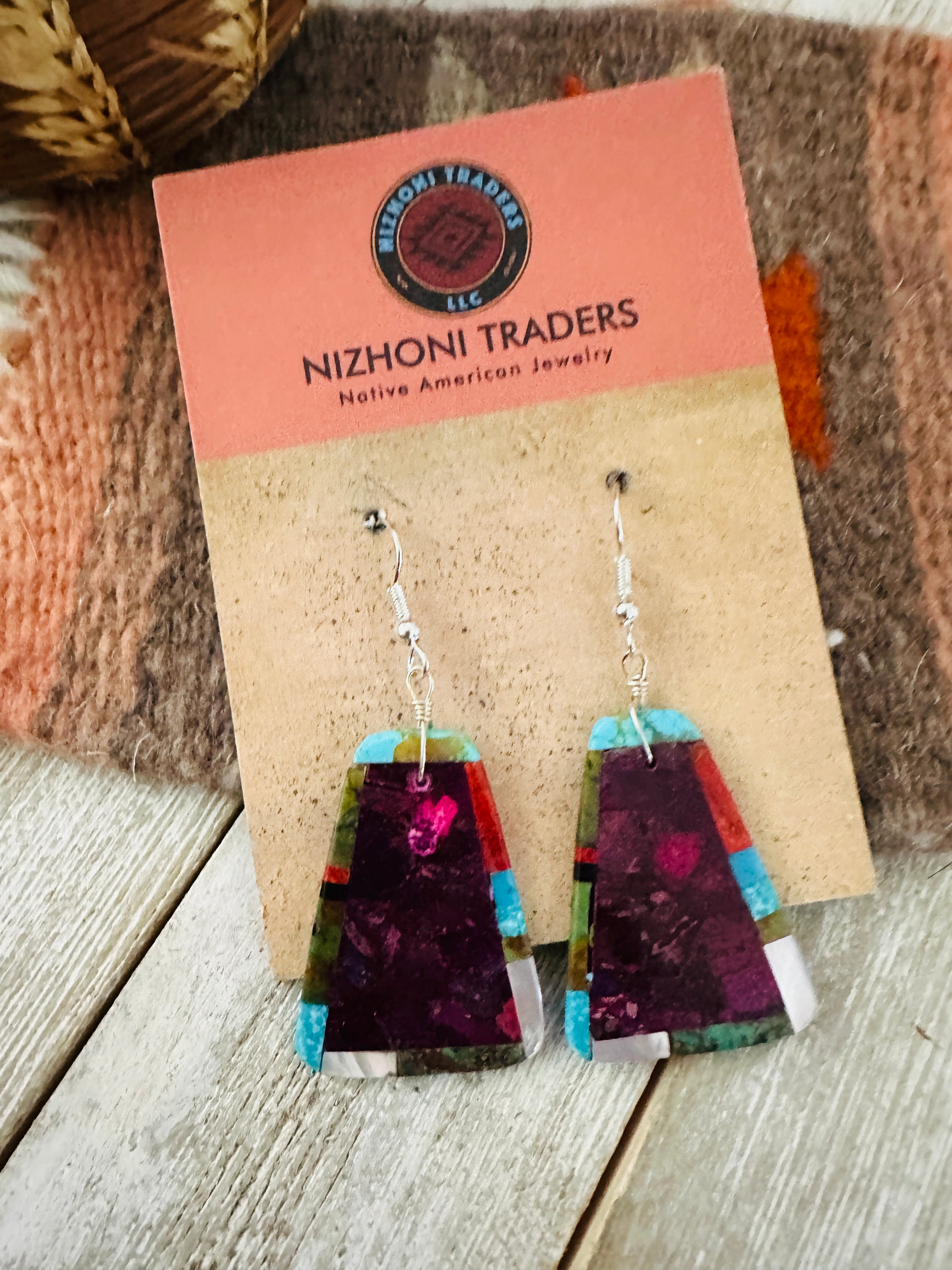 Santo Domingo Multi Stone Inlay Dangle Earrings