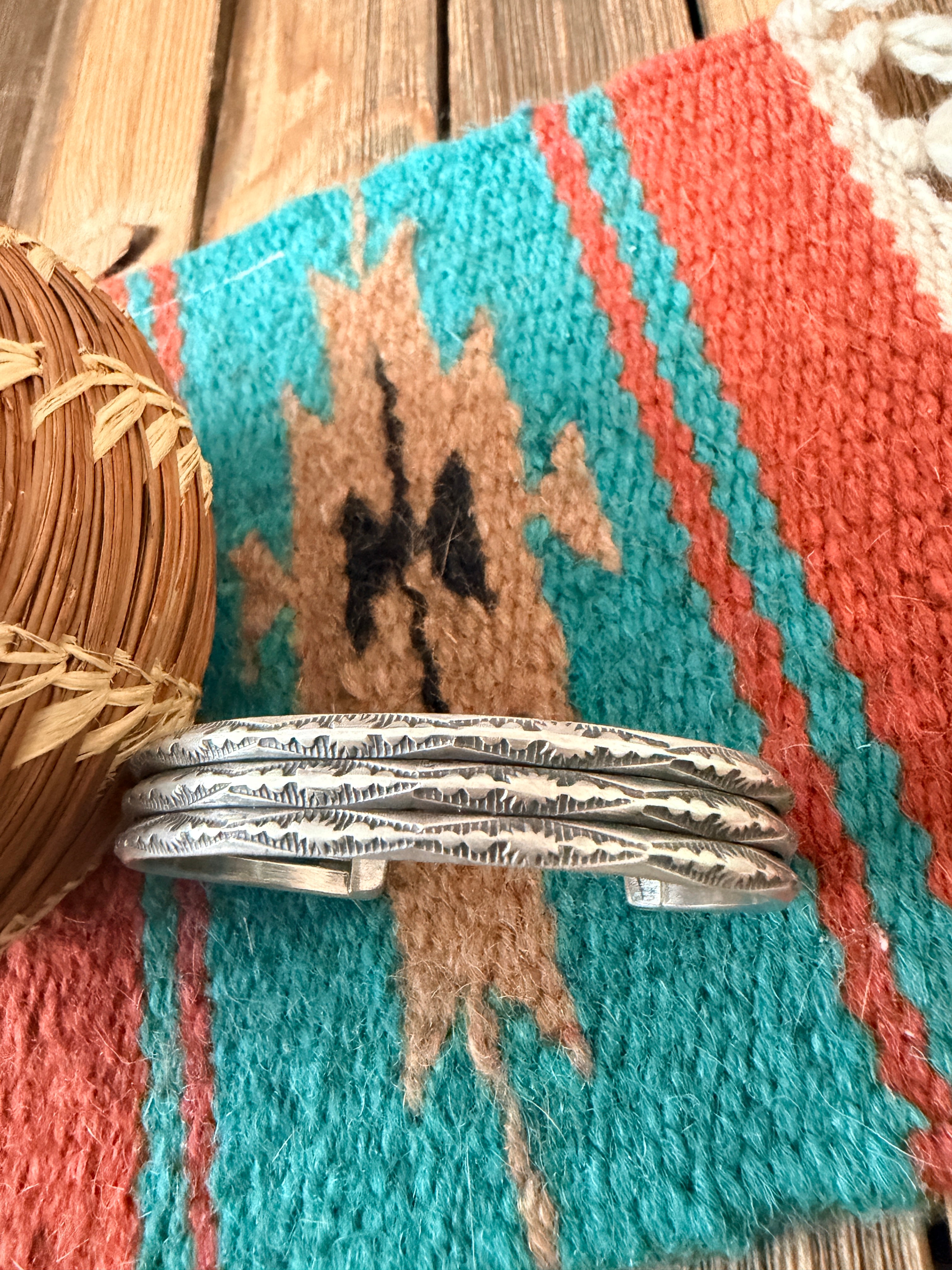 Hand Stamped Sterling Silver Cuff Bracelet