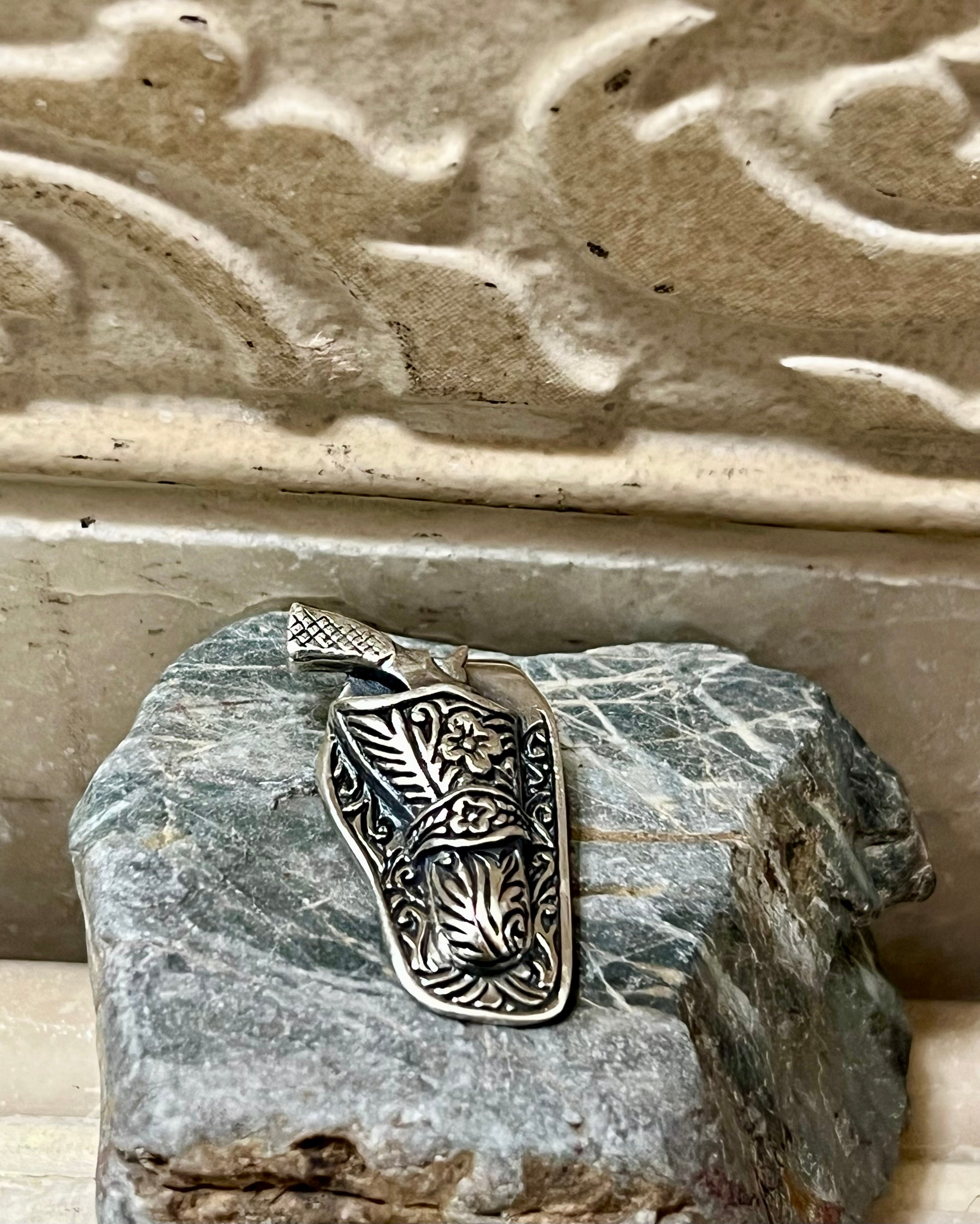 Gun in Holster Sterling Silver Pendant