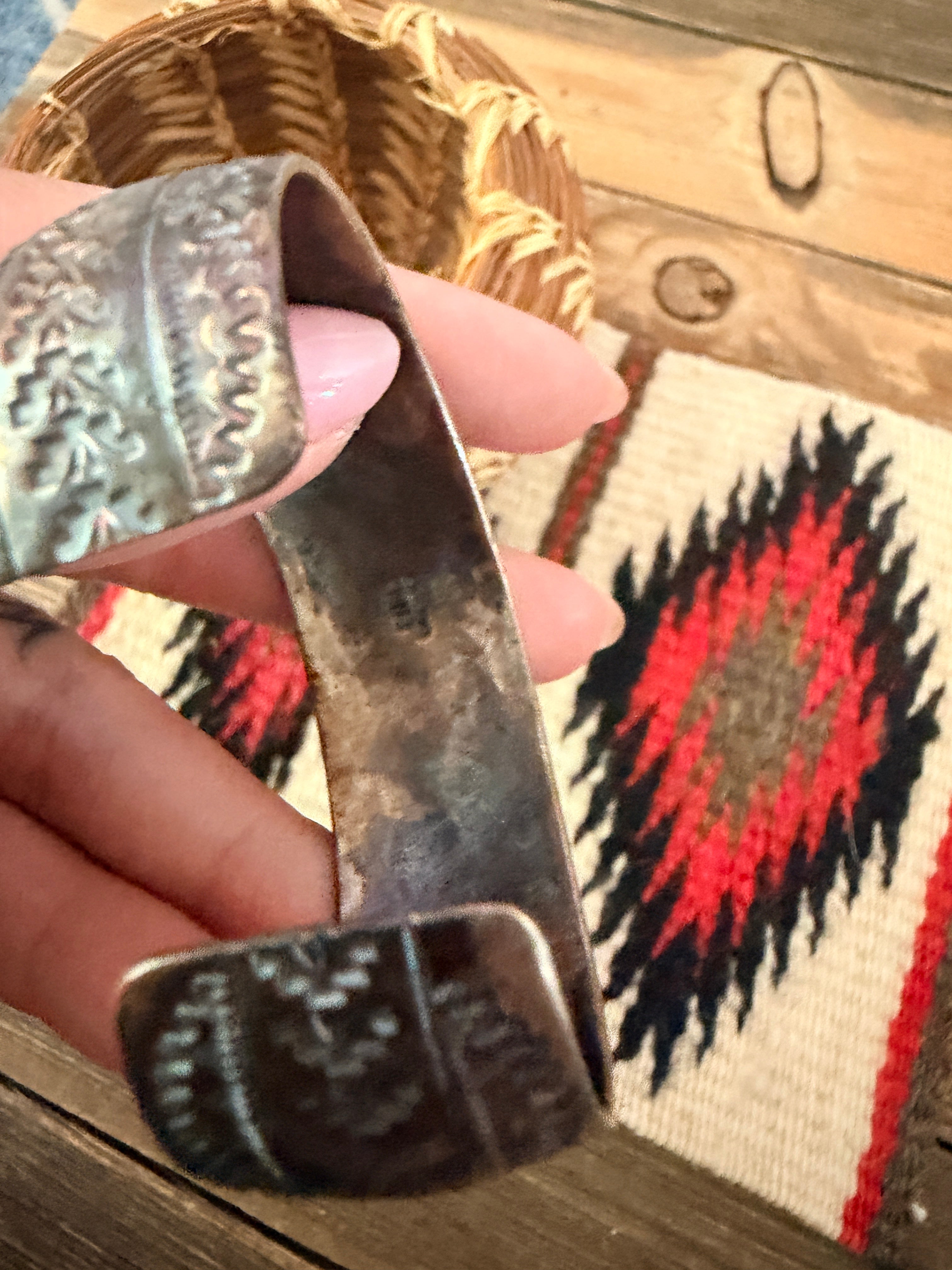 Handcrafted Old Pawn Sterling Silver & Multi Stone Cuff Bracelet by Wilbert Begay