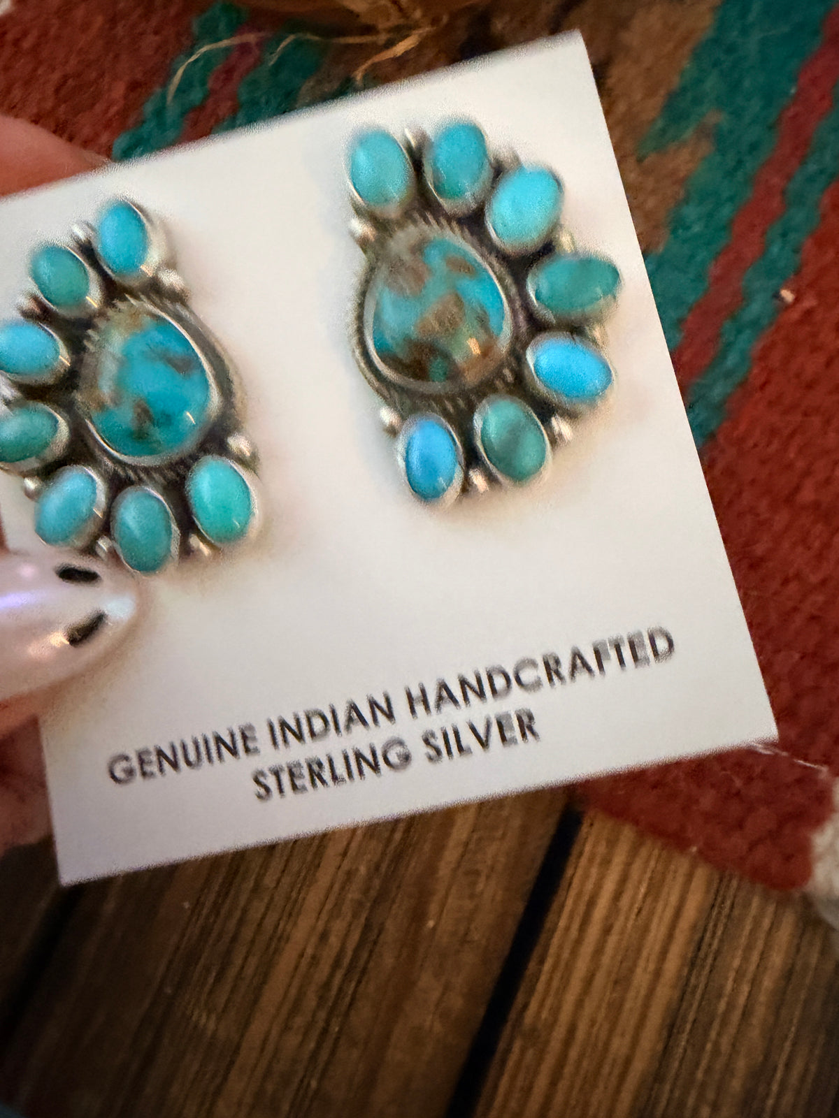 Handcrafted Turquoise & Sterling Silver Cluster Post Earrings by Geraldine James