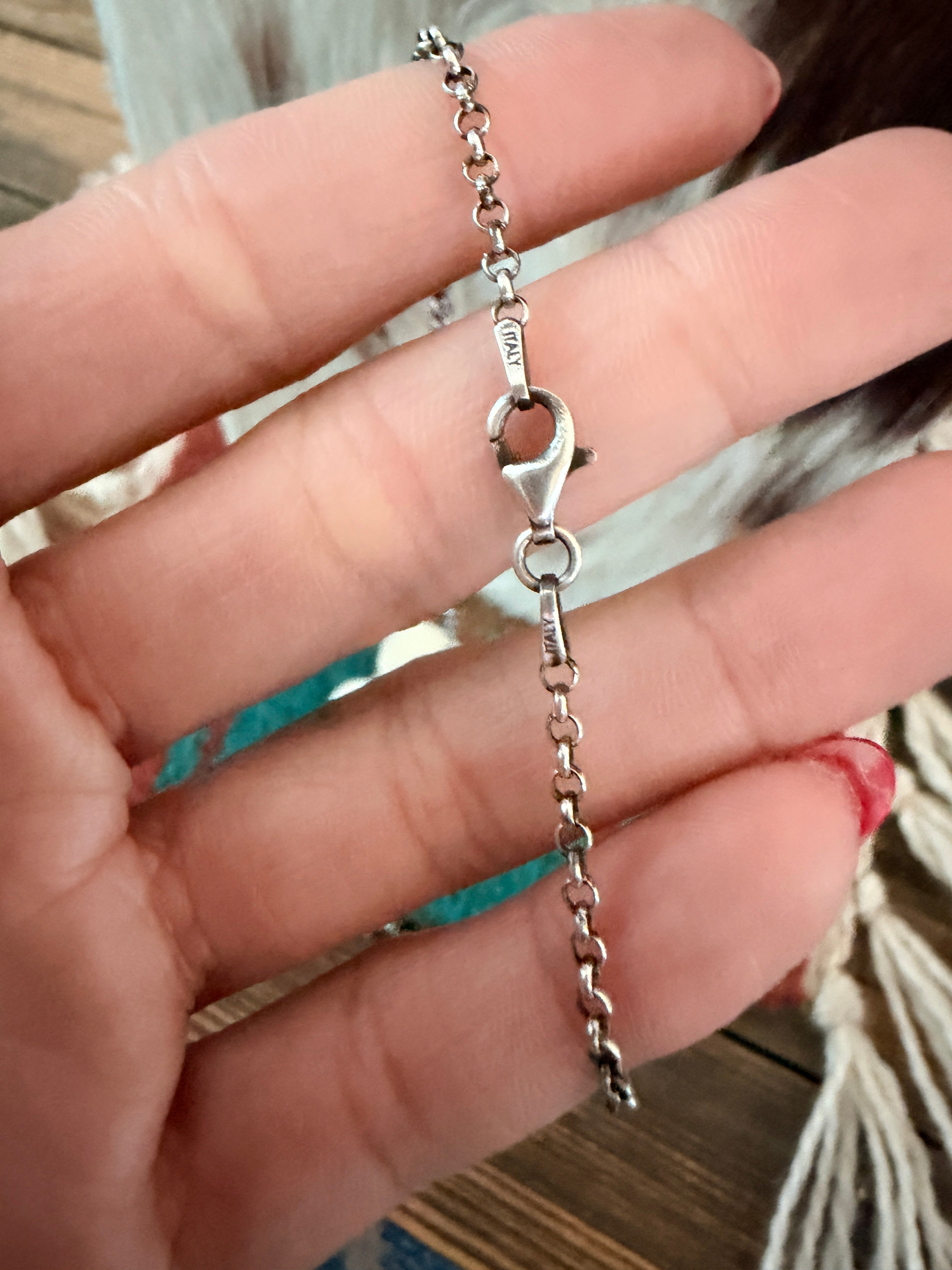 Handmade Sterling Silver, White Buffalo & Tyrone Turquoise Necklace