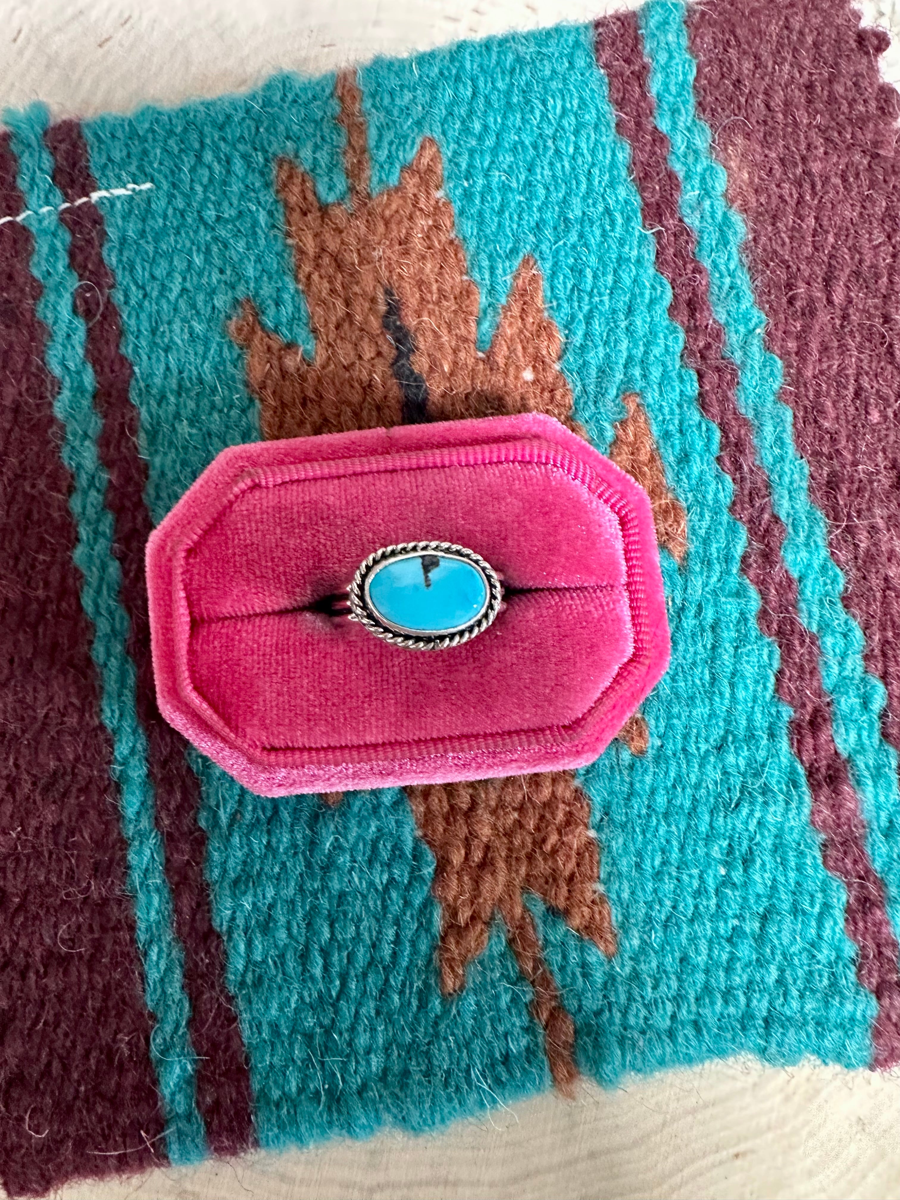 Sterling Silver & Turquoise Single Stone Ring Signed