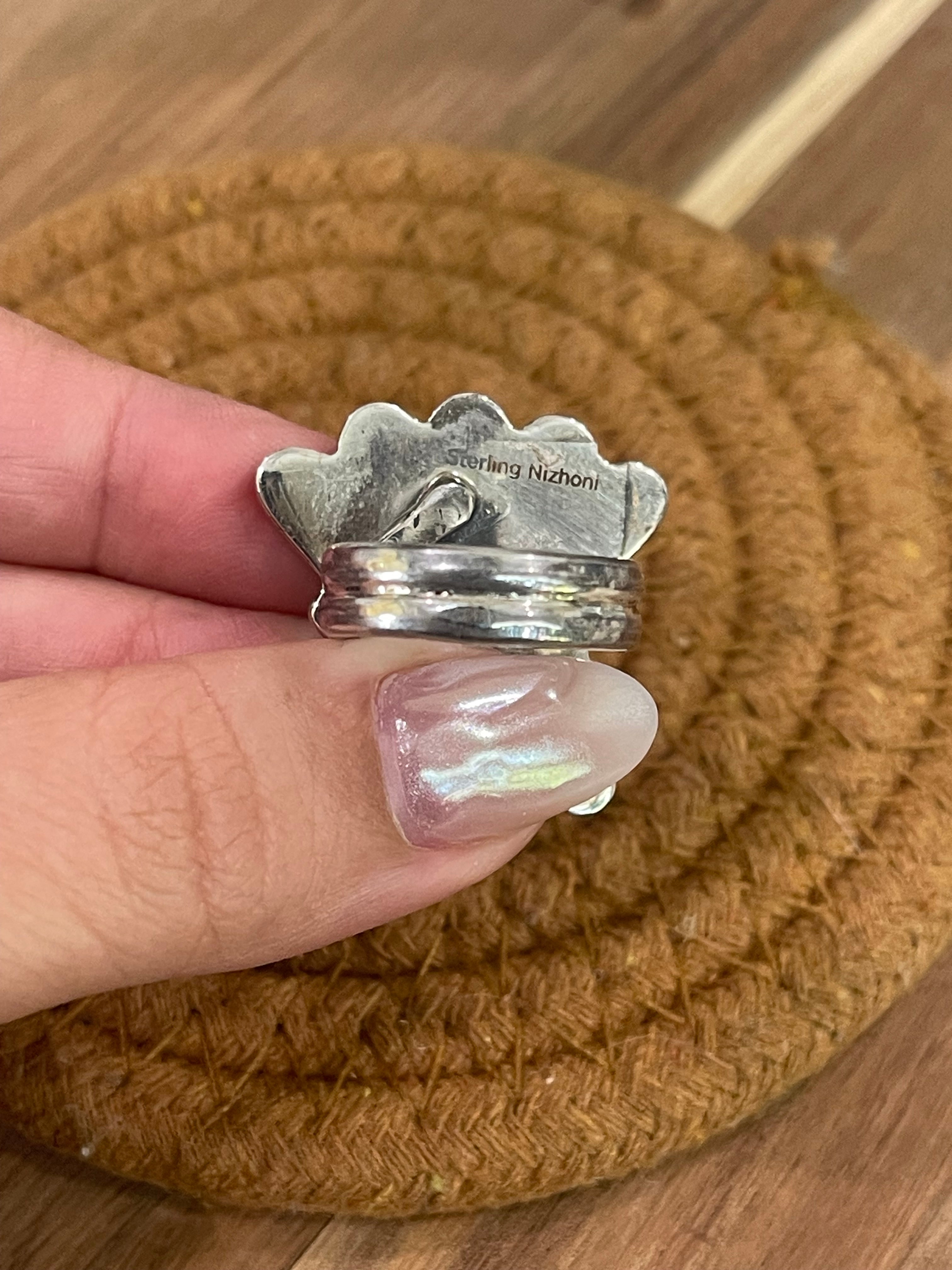 Handmade Sterling Silver & Multi Stone Sunface Adjustable Ring