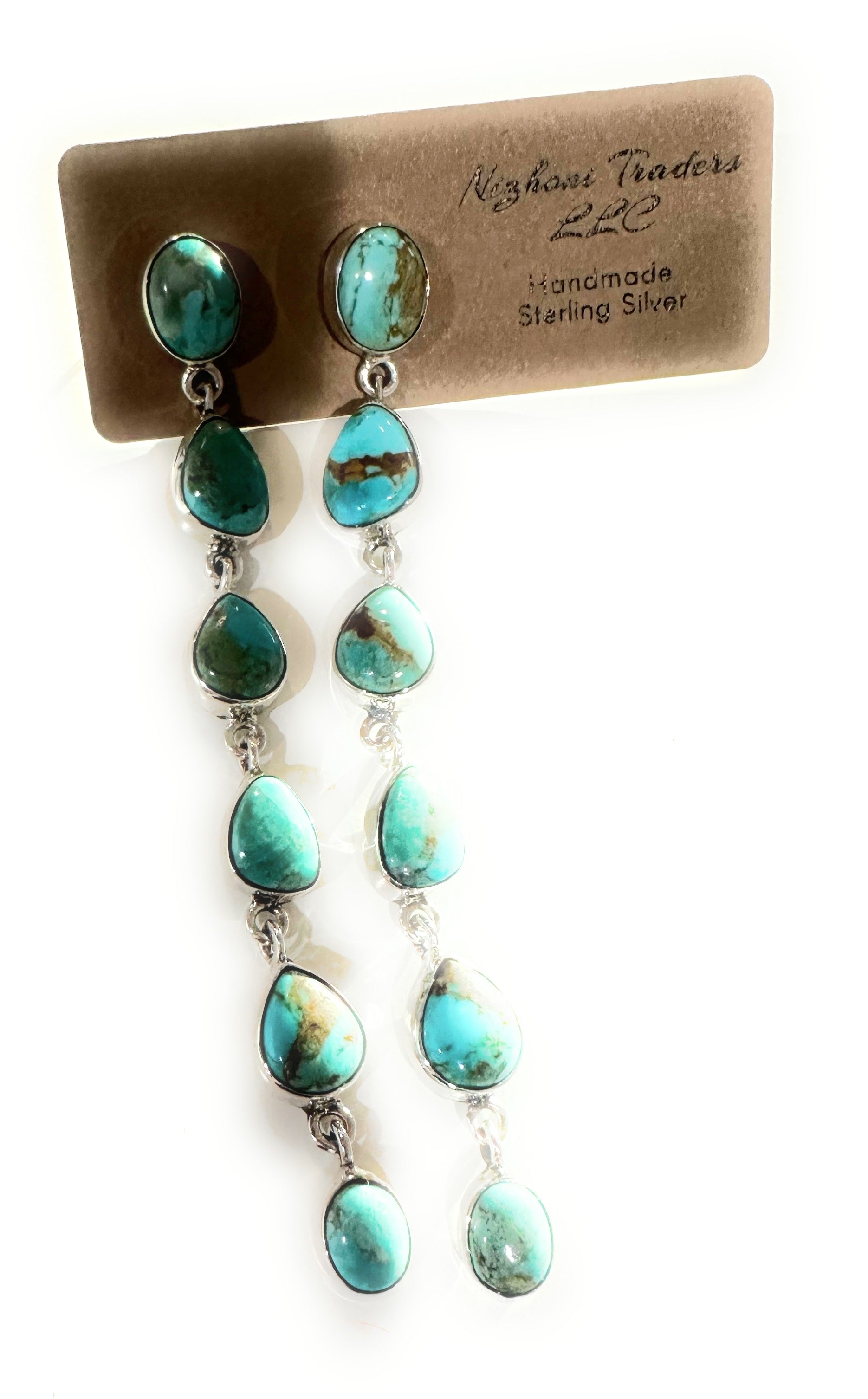 Turquoise Tranquility Natural Royston 6 Stone Turquoise and Sterling Silver Dangles