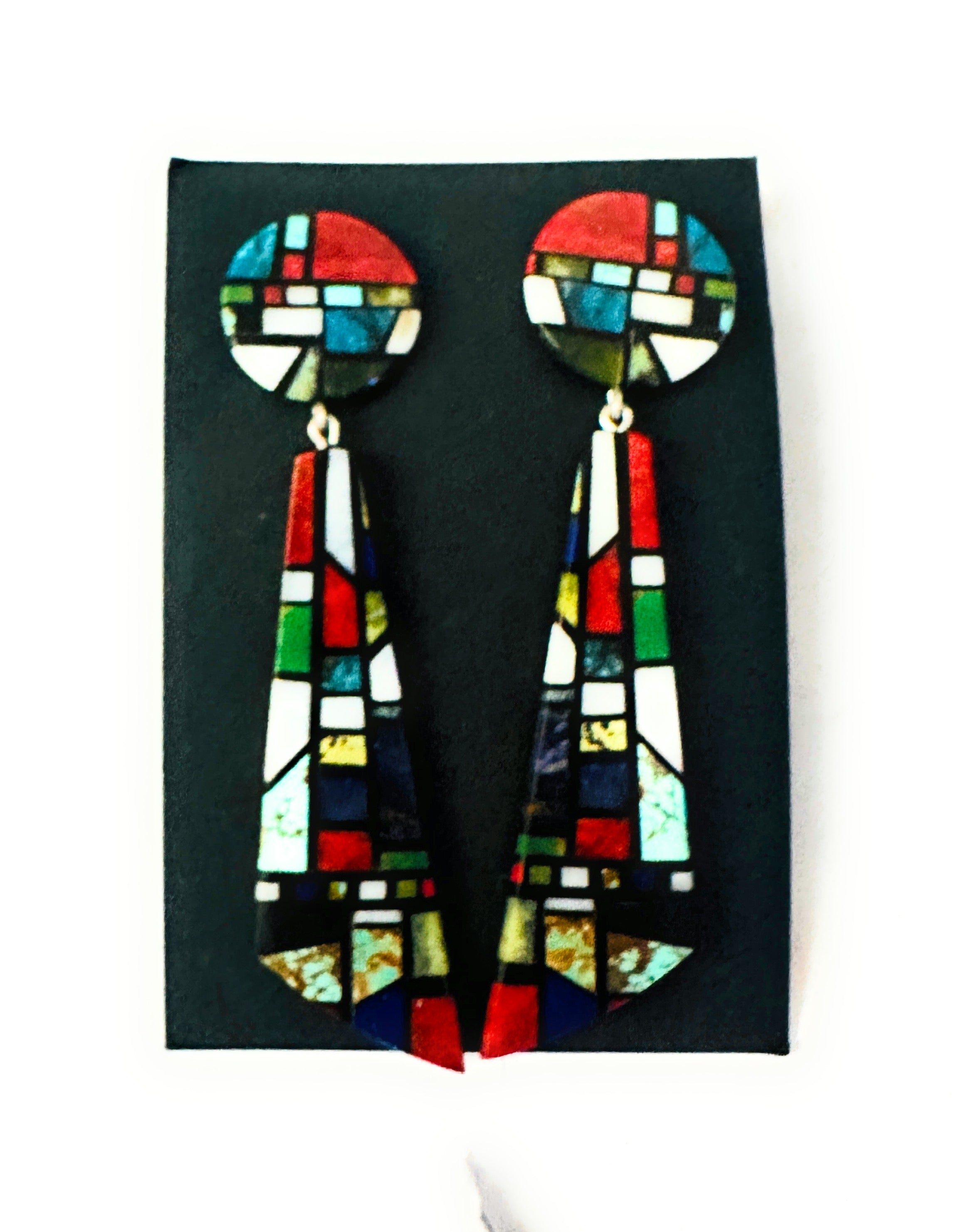 Santo Domingo Multi Stone Inlay Dangle Earrings