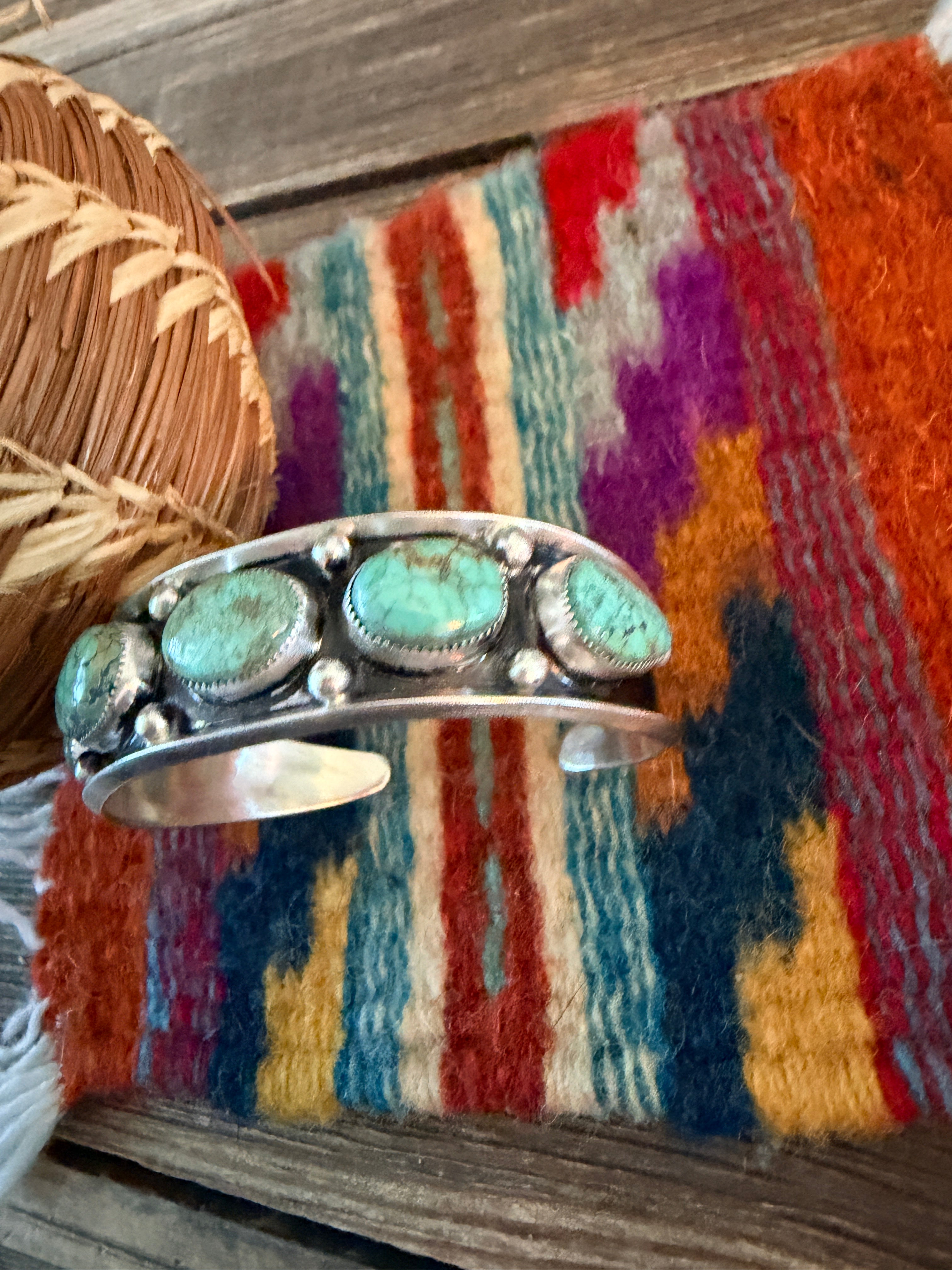 Handcrafted Royston Turquoise & Sterling Silver Cuff Bracelet by Paul Largo