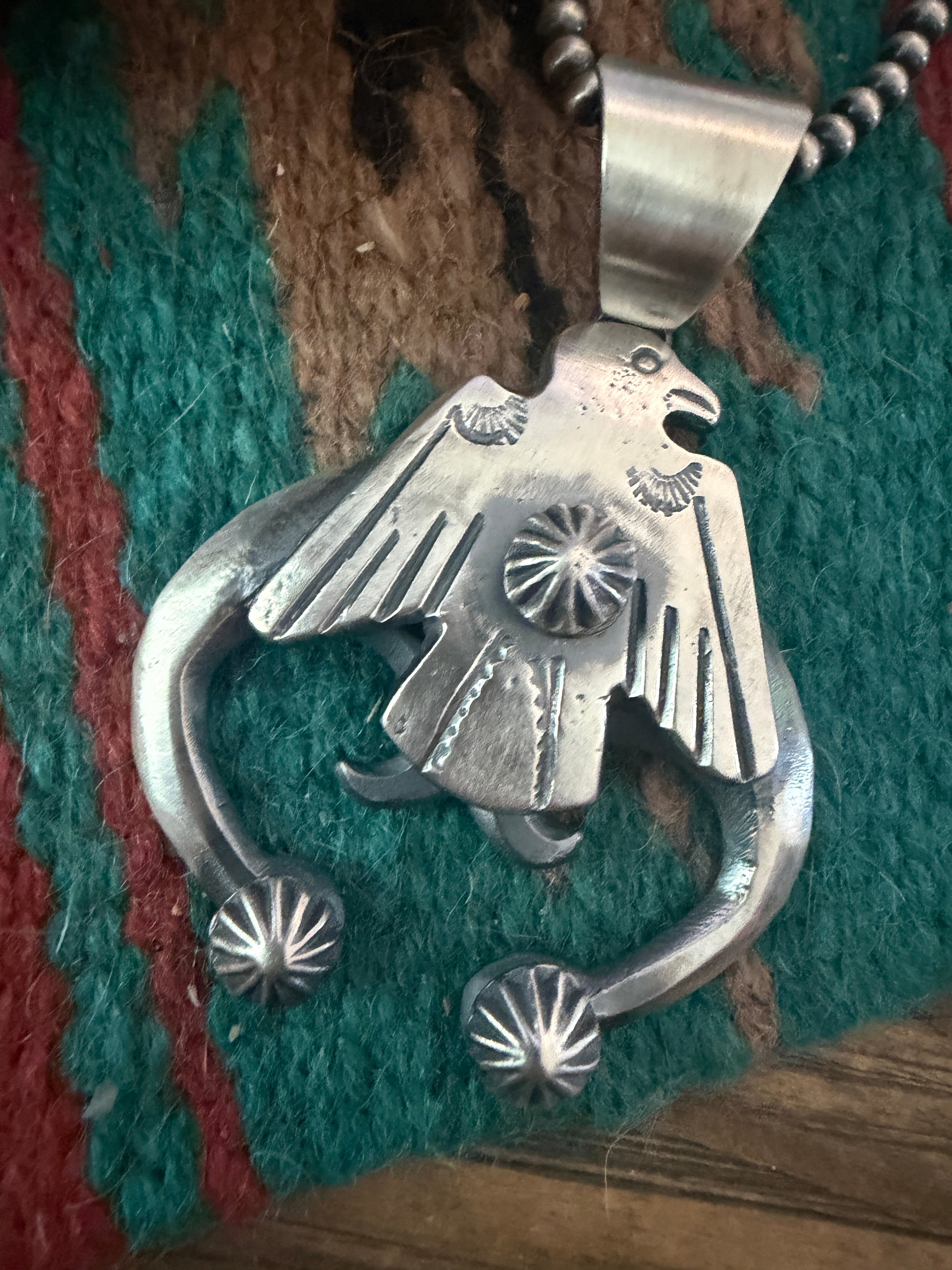 Handcrafted Sterling Silver Thunderbird Naja Pendant by Chimney Butte