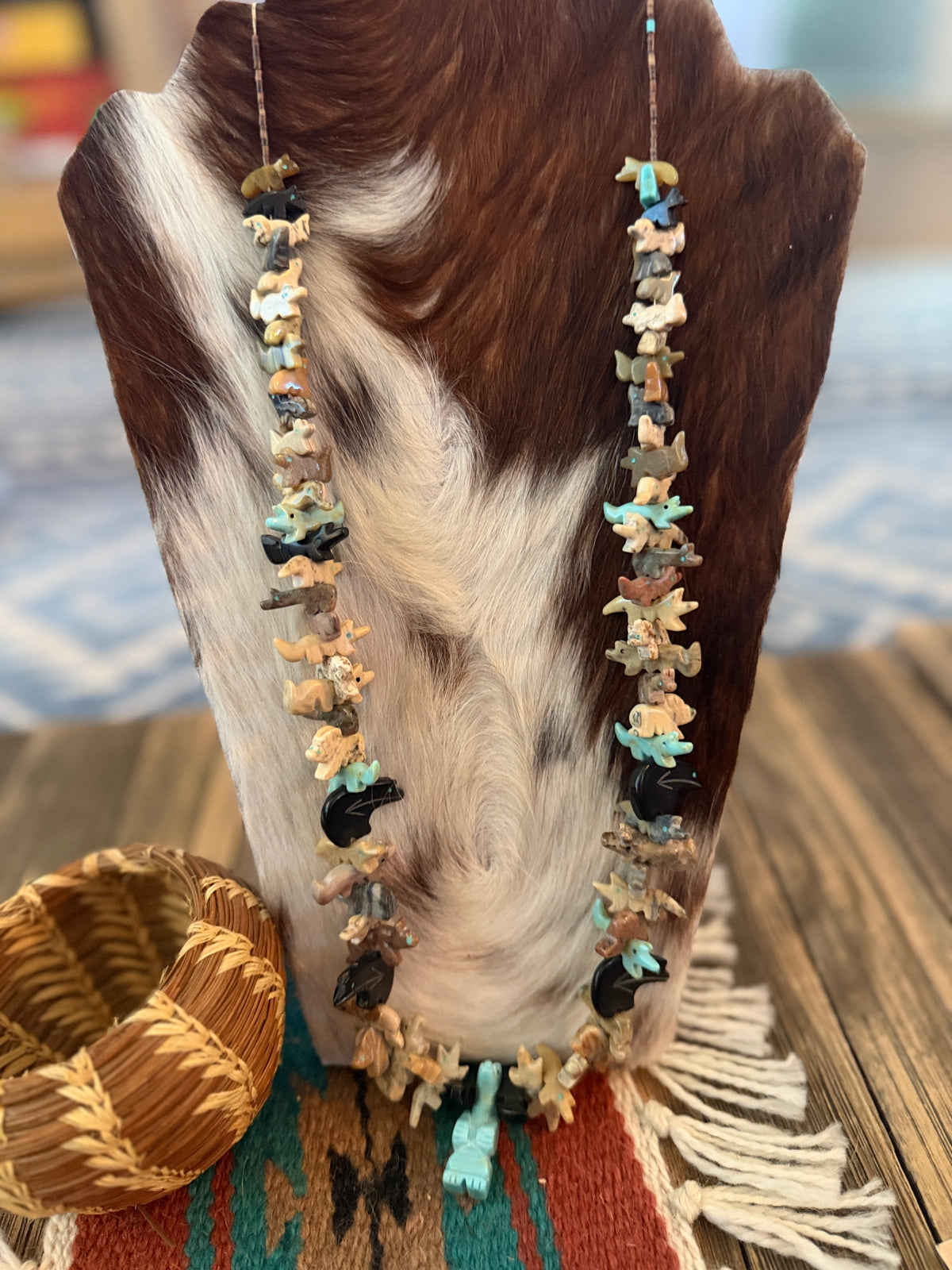 Old Pawn Handcrafted Multi Stone Fetish Beaded 30” Necklace