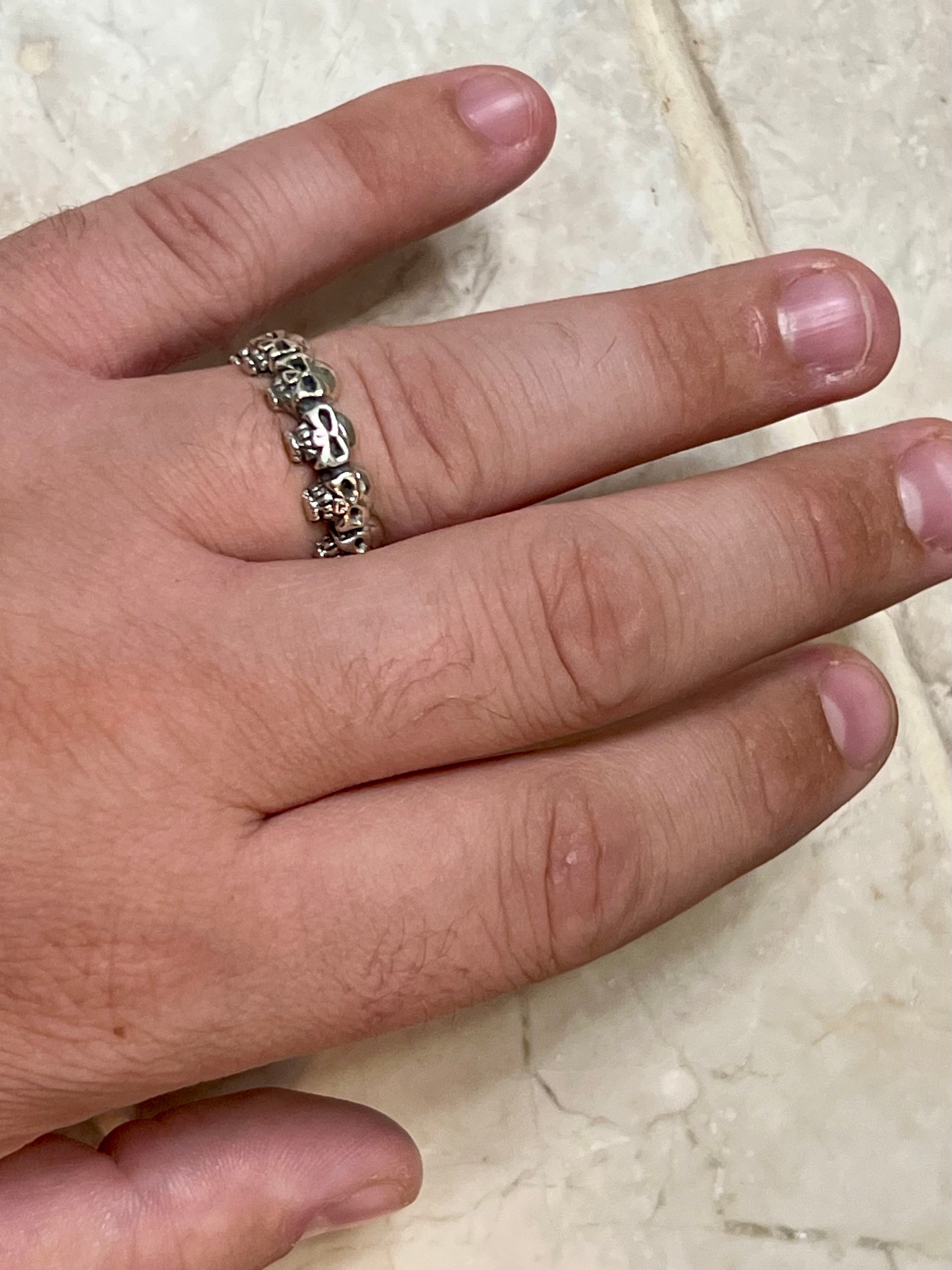 Skulls All Around Sterling Silver Ring