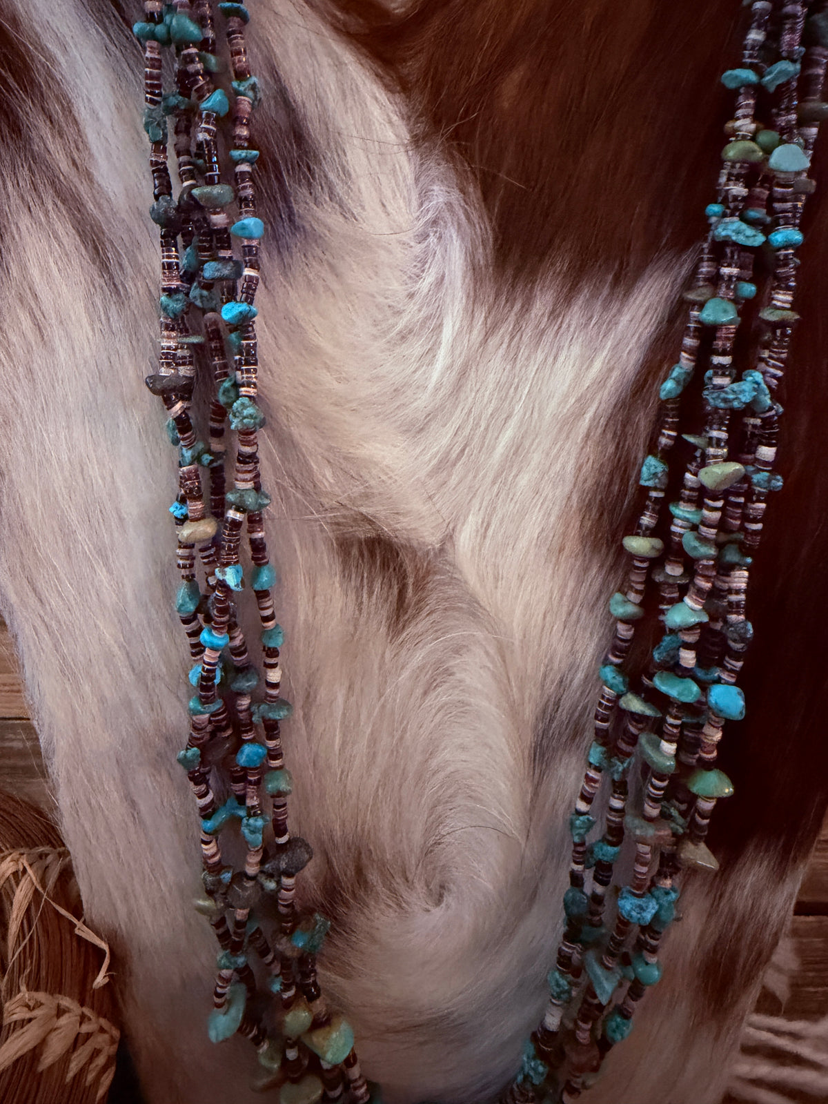Old Pawn Handcrafted Turquoise & Heishi Shell Five-Strand Beaded 30” Necklace