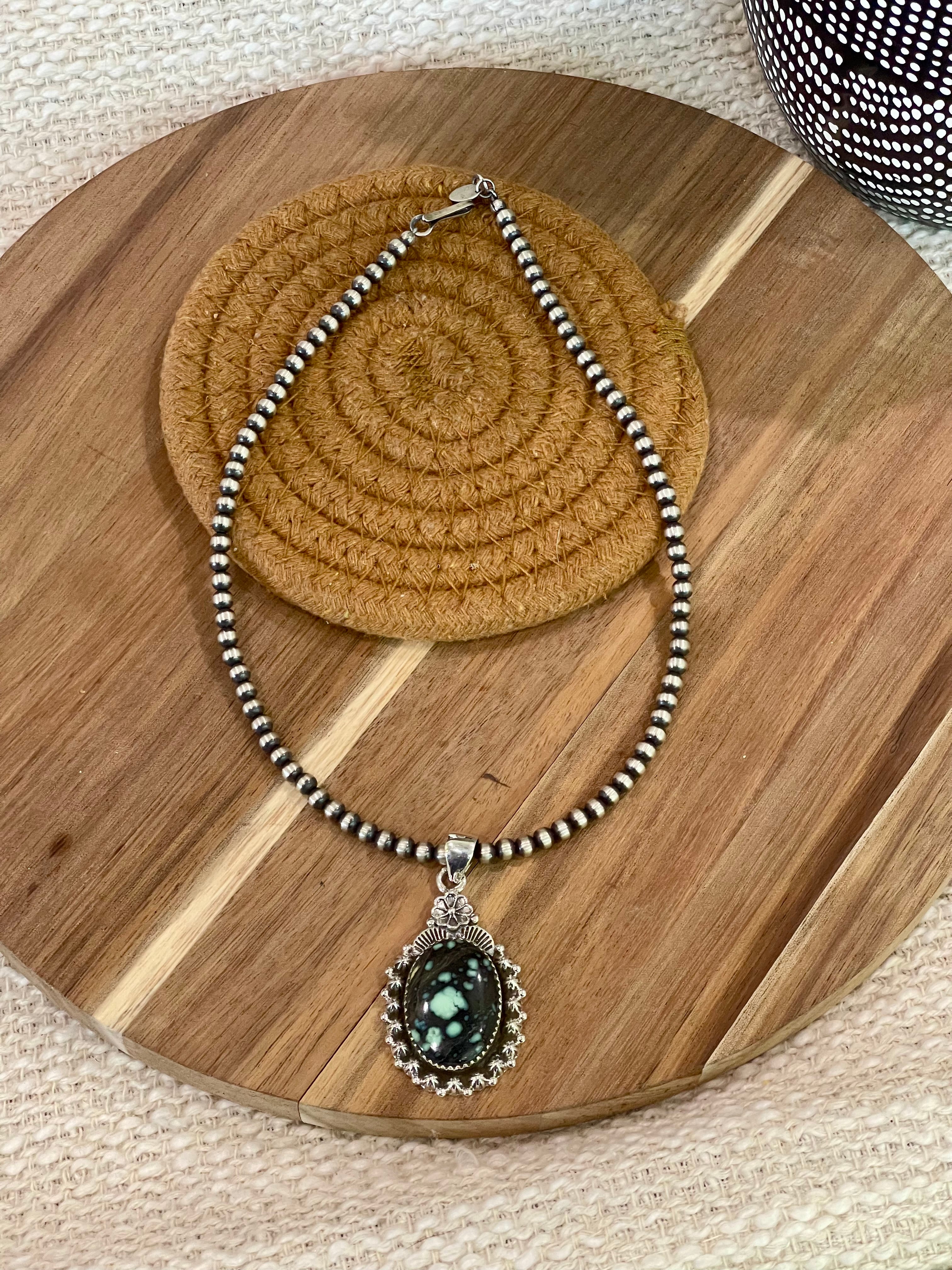 Beautiful Handmade Sterling Silver & New Lander Turquoise Pendant