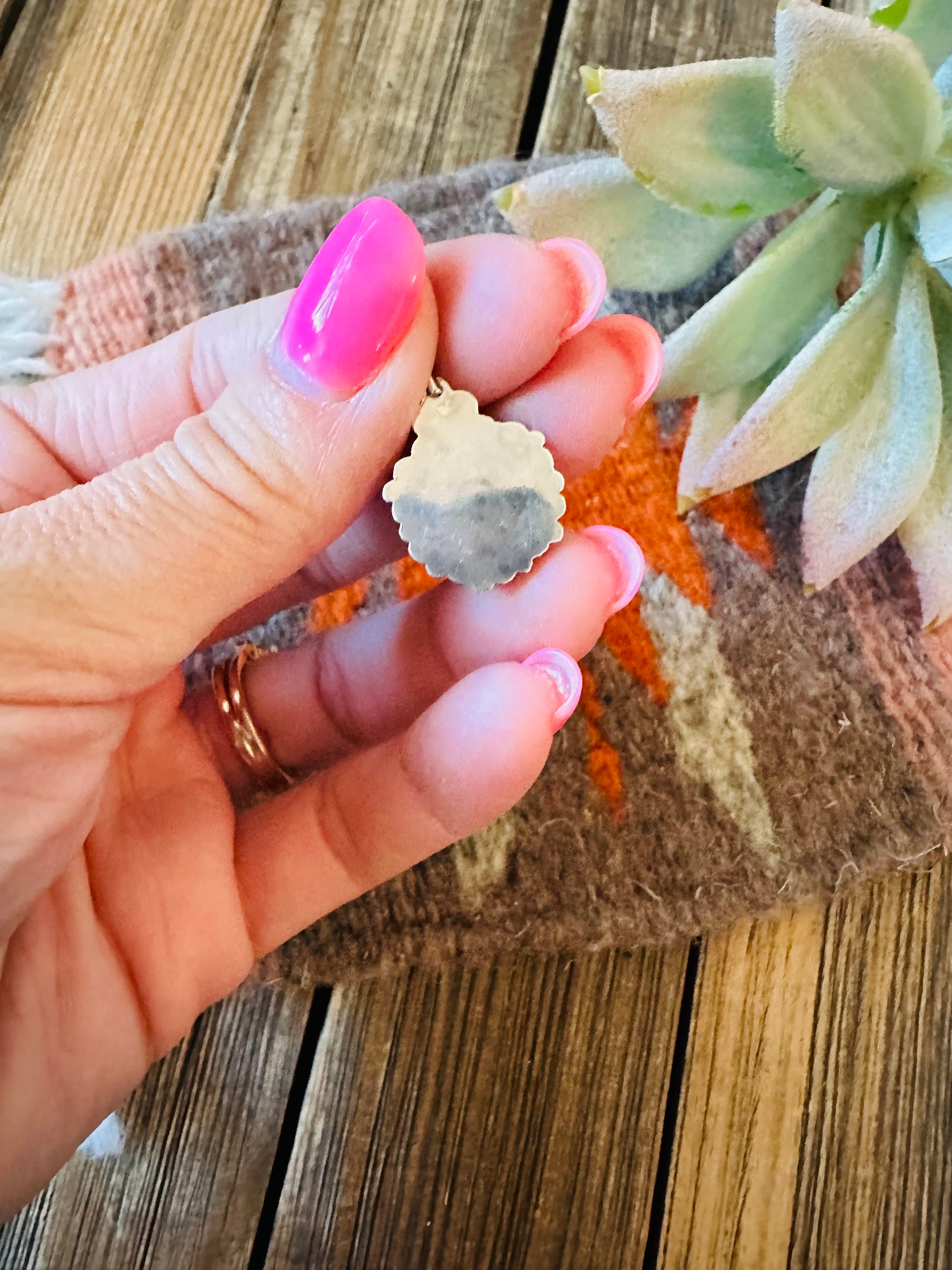 Handcrafted Sterling Silver & Turquoise Petit Point Pendant