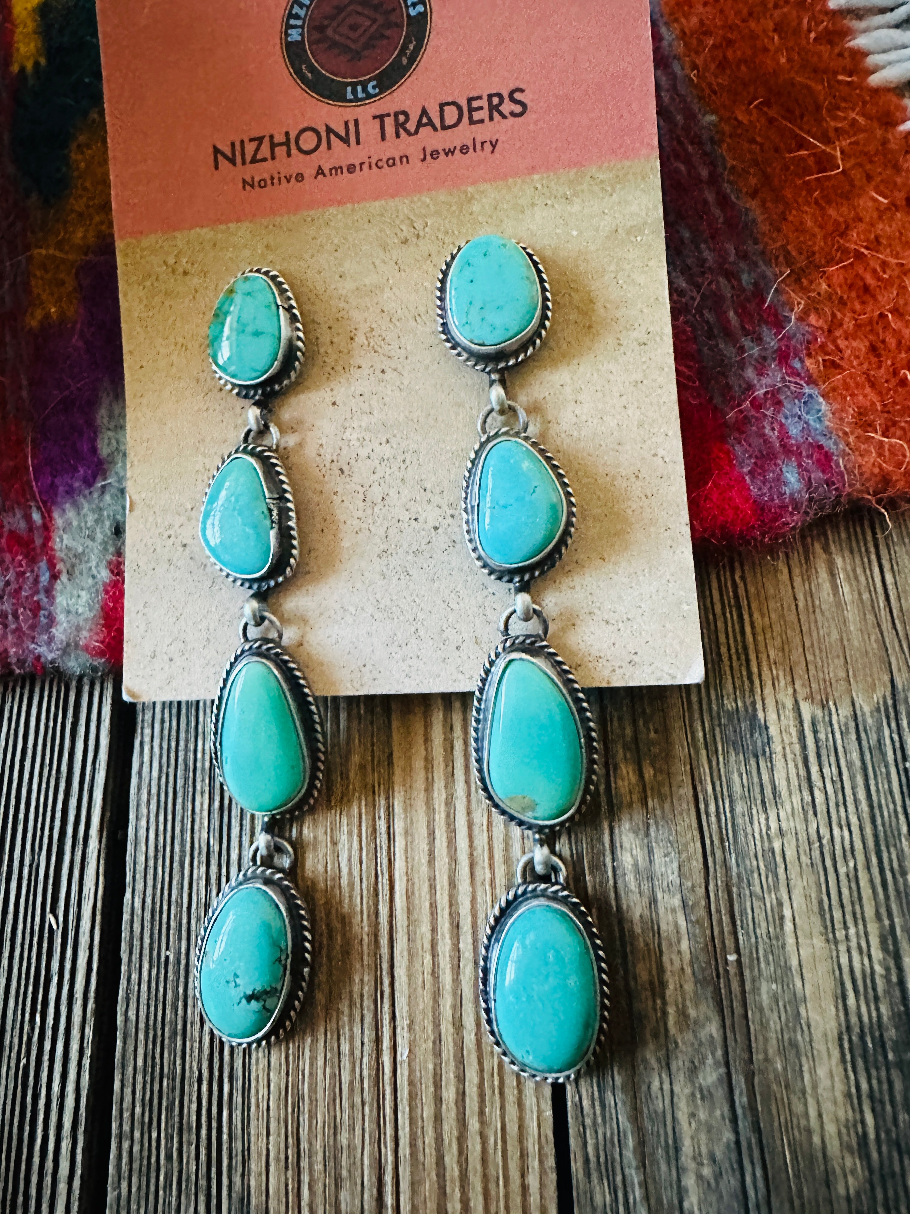 Handcrafted Turquoise & Sterling Silver Dangle Earrings by Marcella James