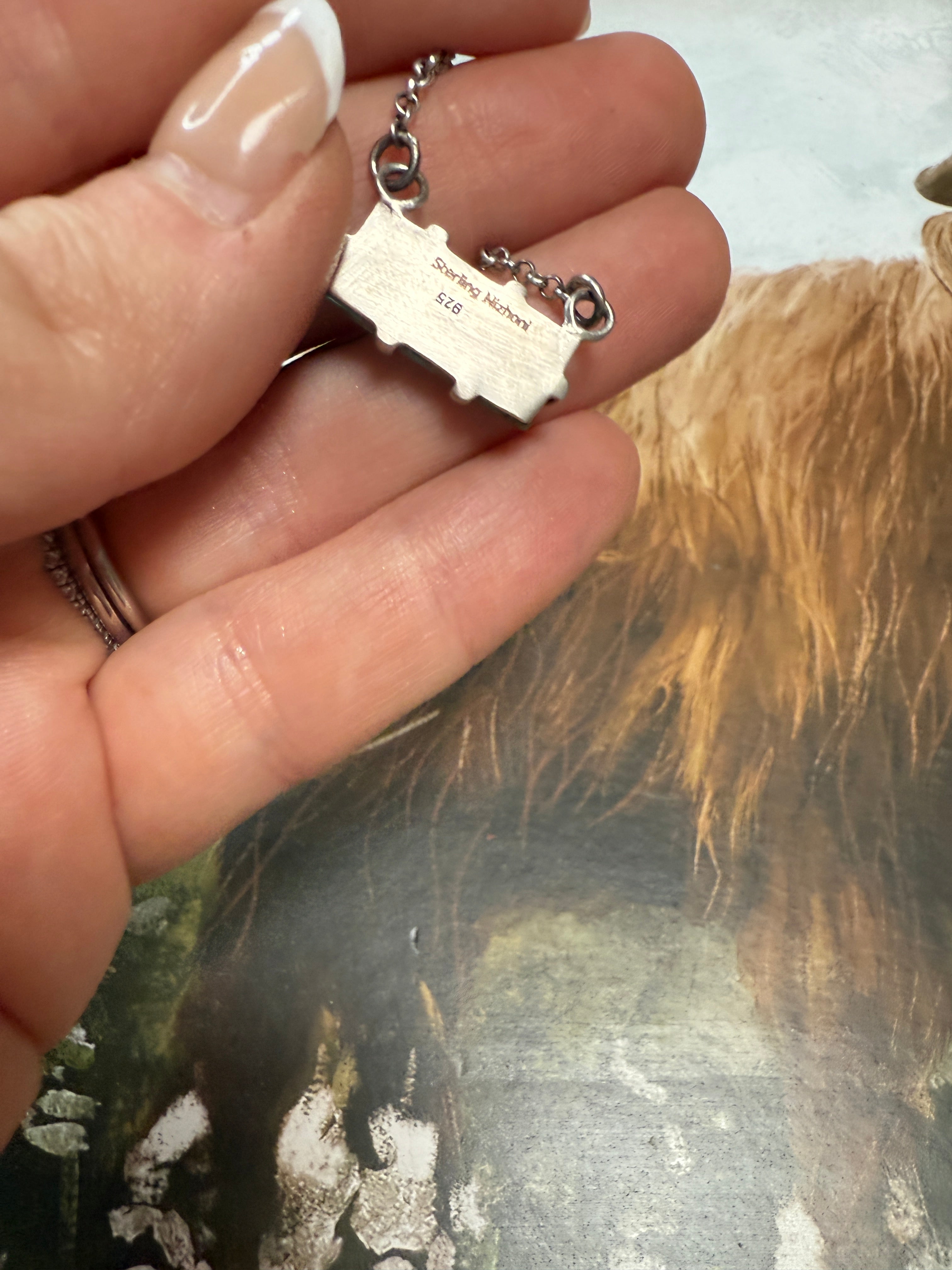 Handmade Sterling Silver Turquoise Bar Necklace