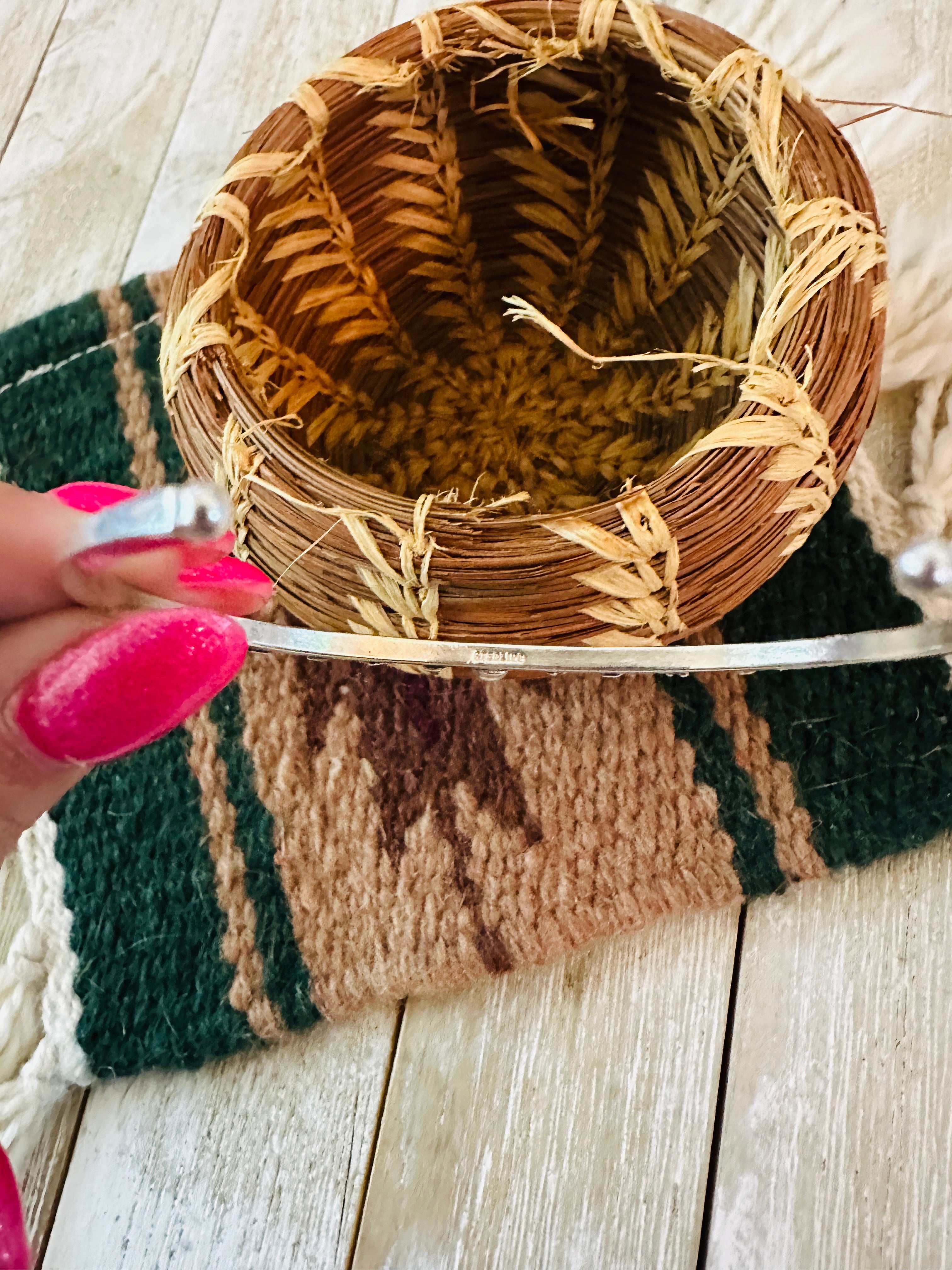 Handcrafted Sterling Silver & Kingman Turquoise Cuff Bracelet by Raymond Coriz /