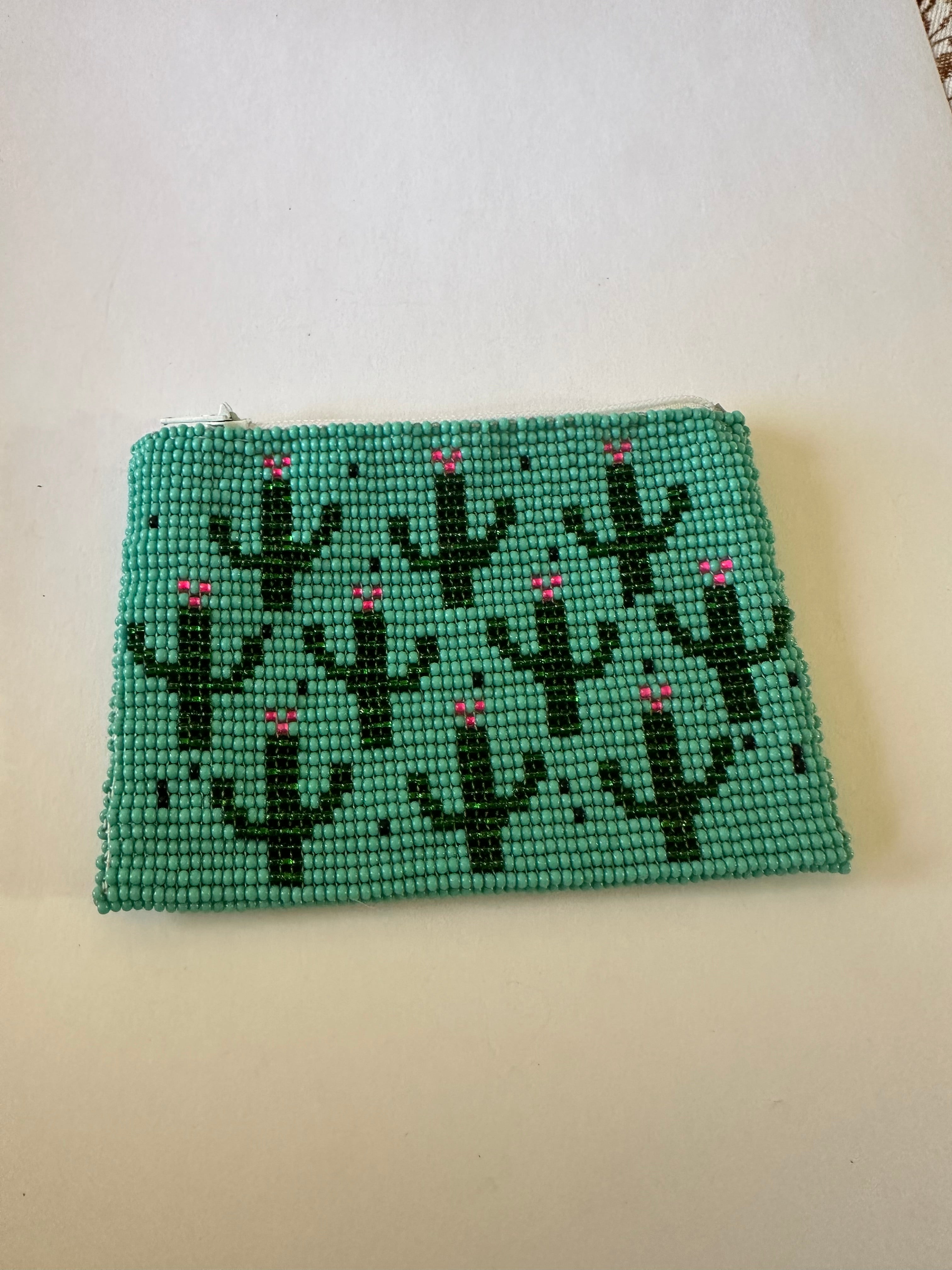 Handmade Beaded Saguaro Cactus Coin Purse
