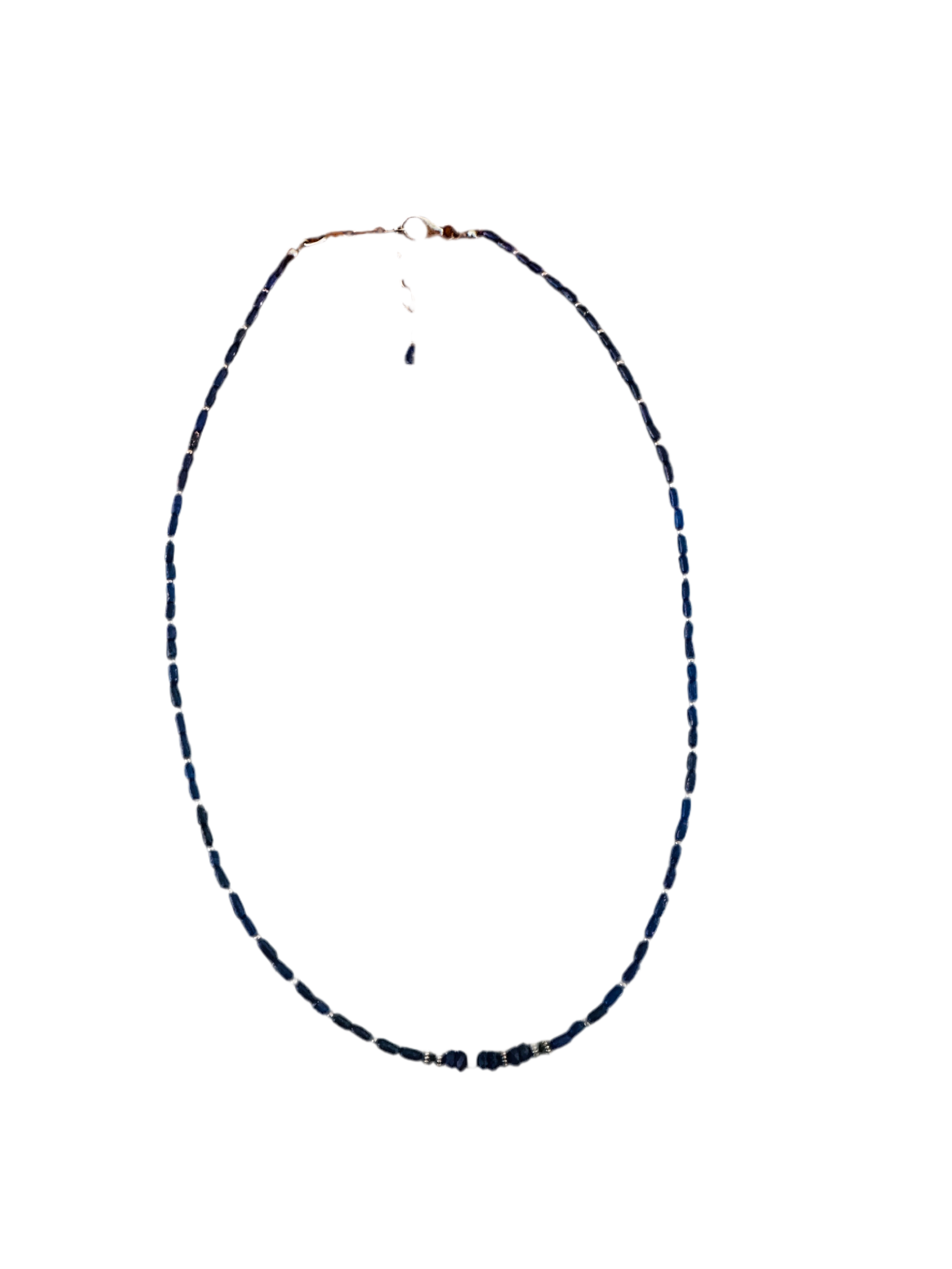 Handcrafted Lapis & Sterling Silver 16” Beaded Necklace