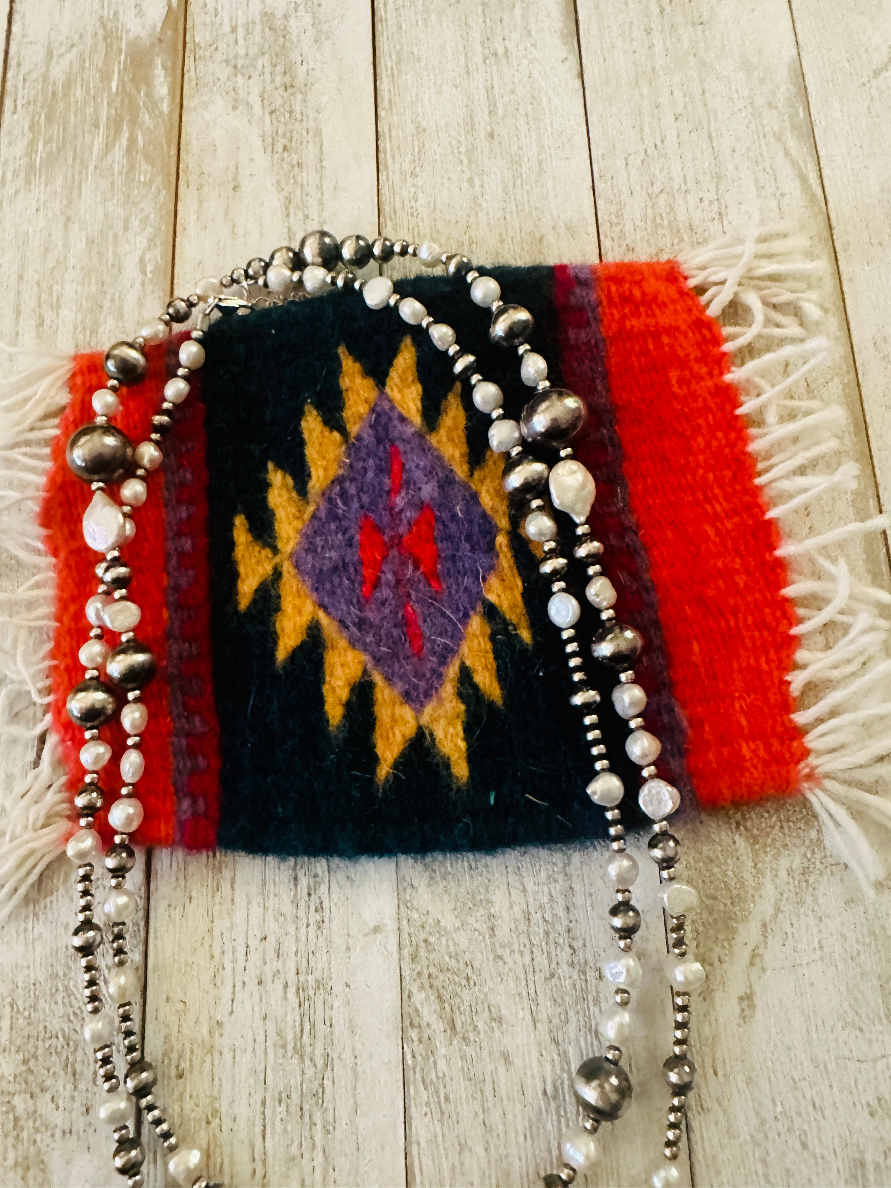 Handcrafted Pearl & Freshwater Pearl Beaded Necklace 42”