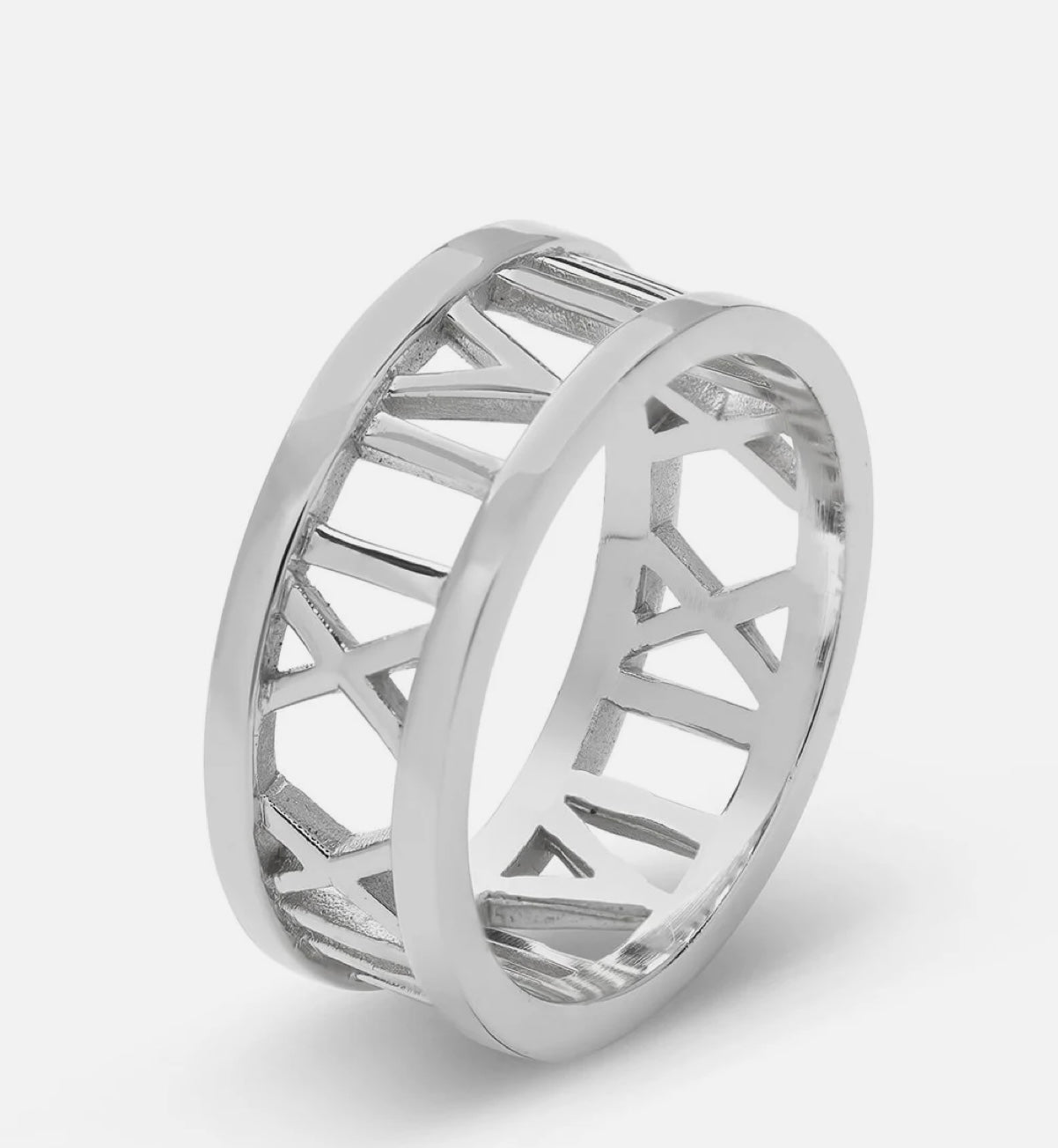 Sterling Silver Roman Numeral Band Ring