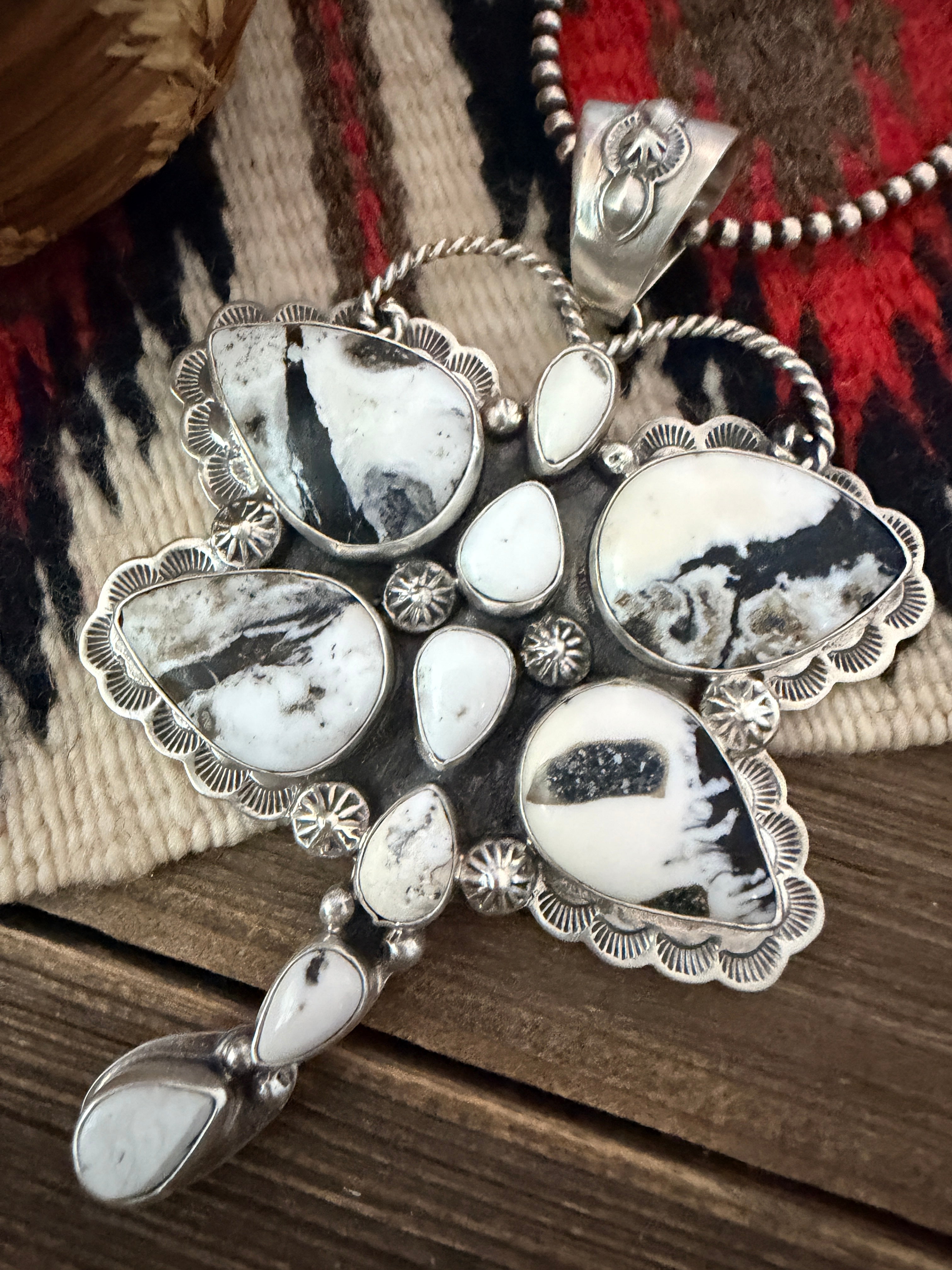 Handcrafted Sterling Silver & White Buffalo Dragonfly Pendant by Alice McShirley