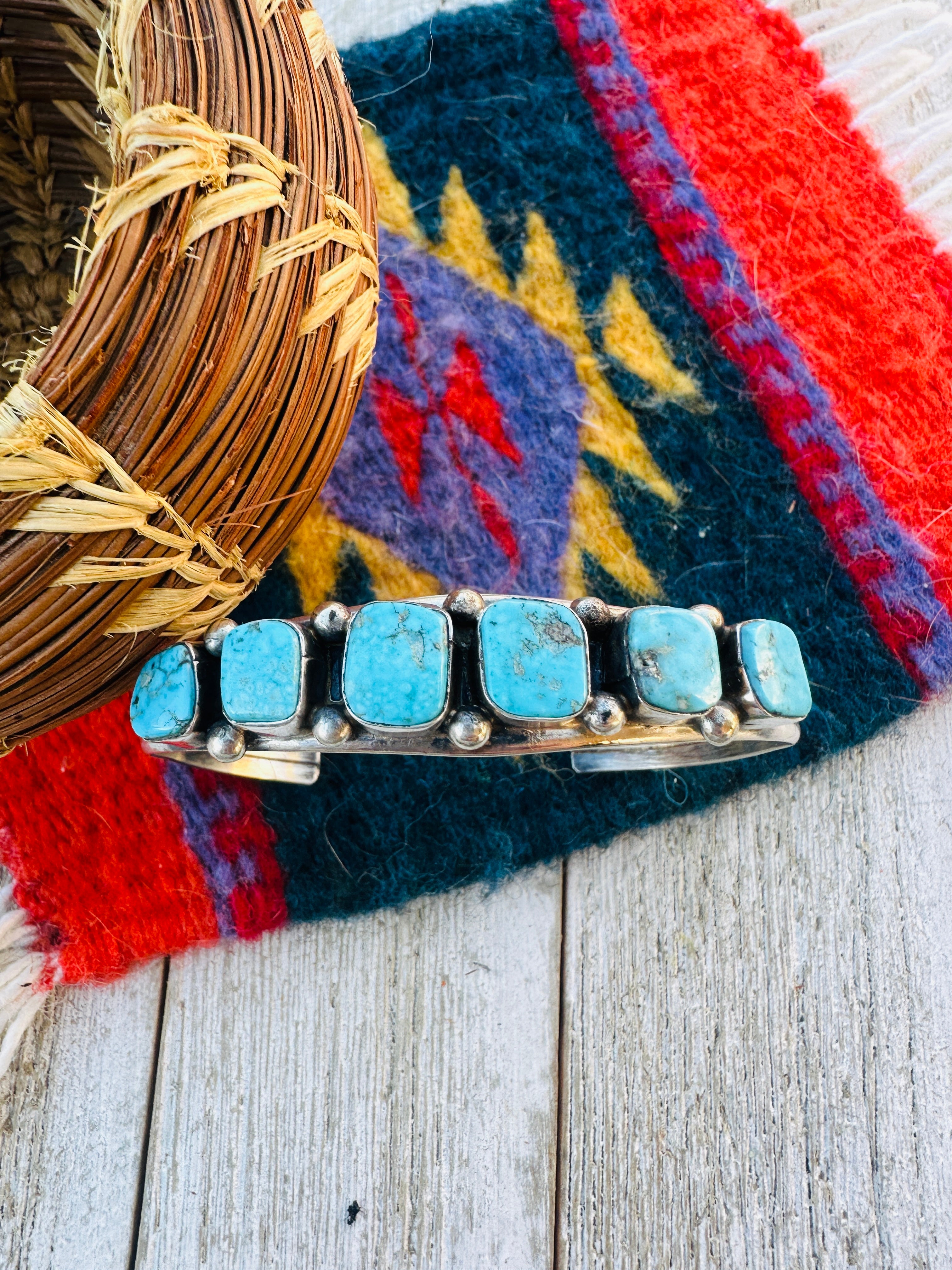 Handcrafted Turquoise & Sterling Silver Cuff Bracelet by Jacqueline Silver