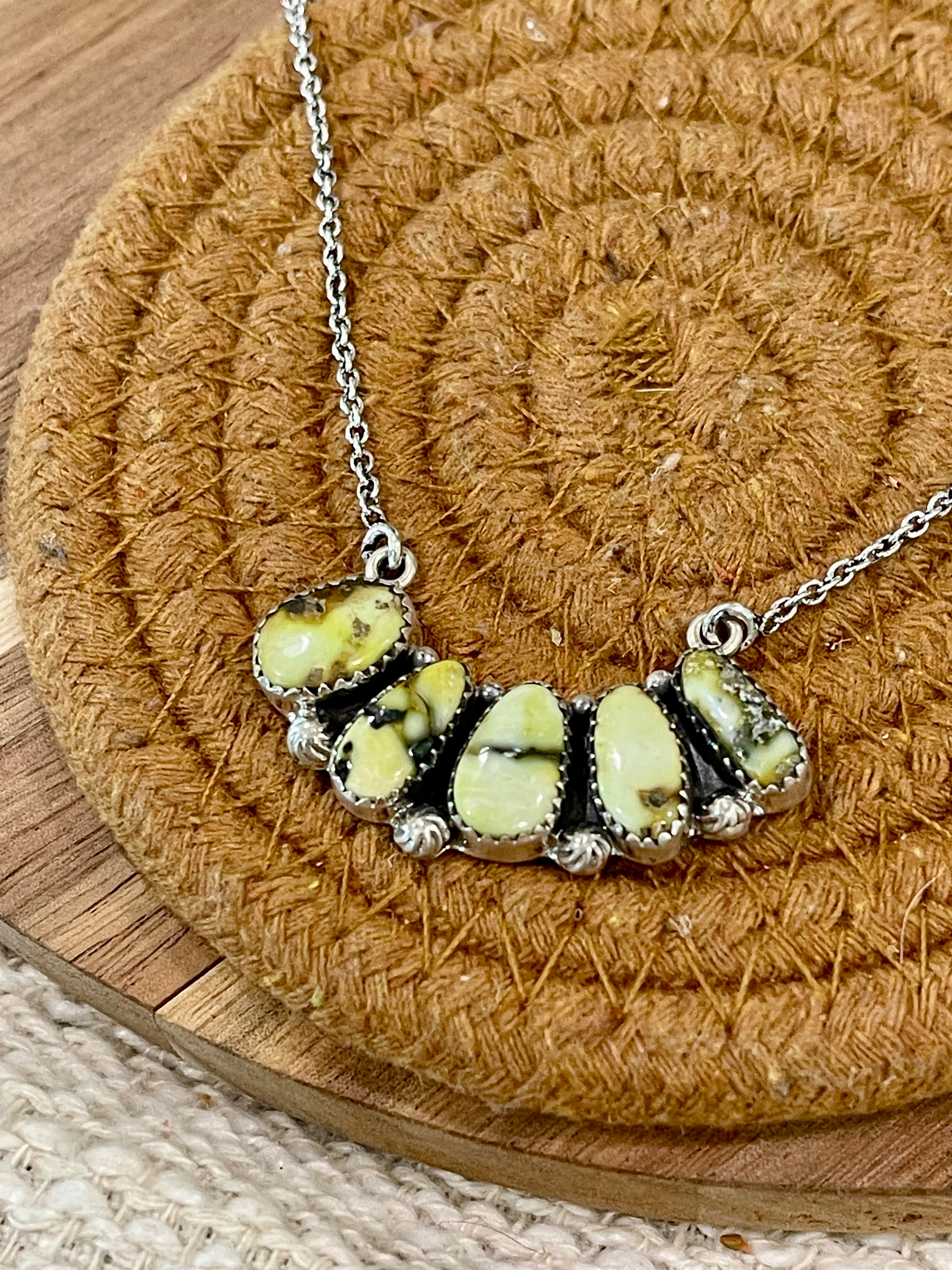 Handcrafted Sterling Silver & Palomino Turquoise Cluster Necklace