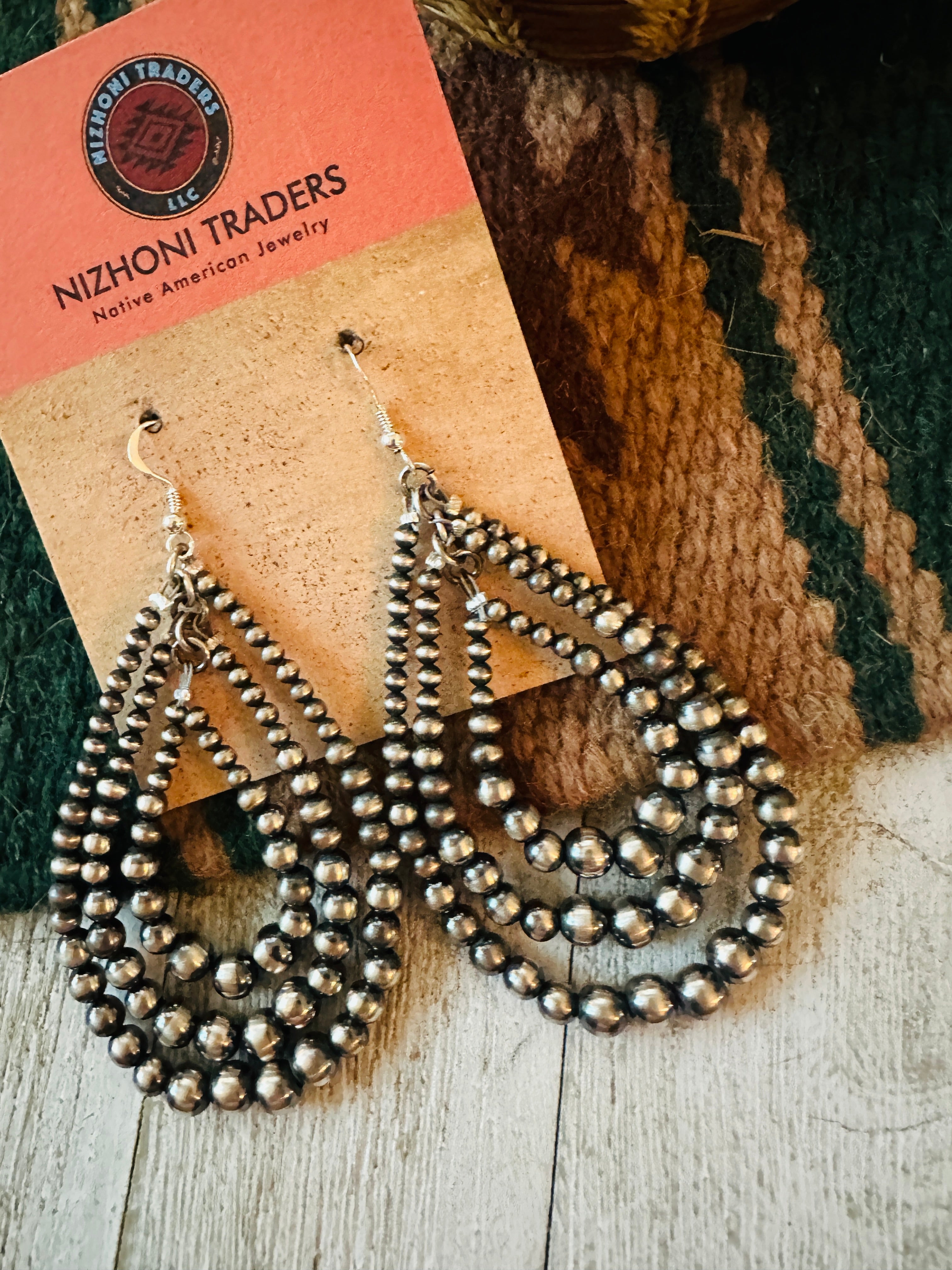 Handcrafted Sterling Silver Pearl Dangle 3 Hoop Earrings