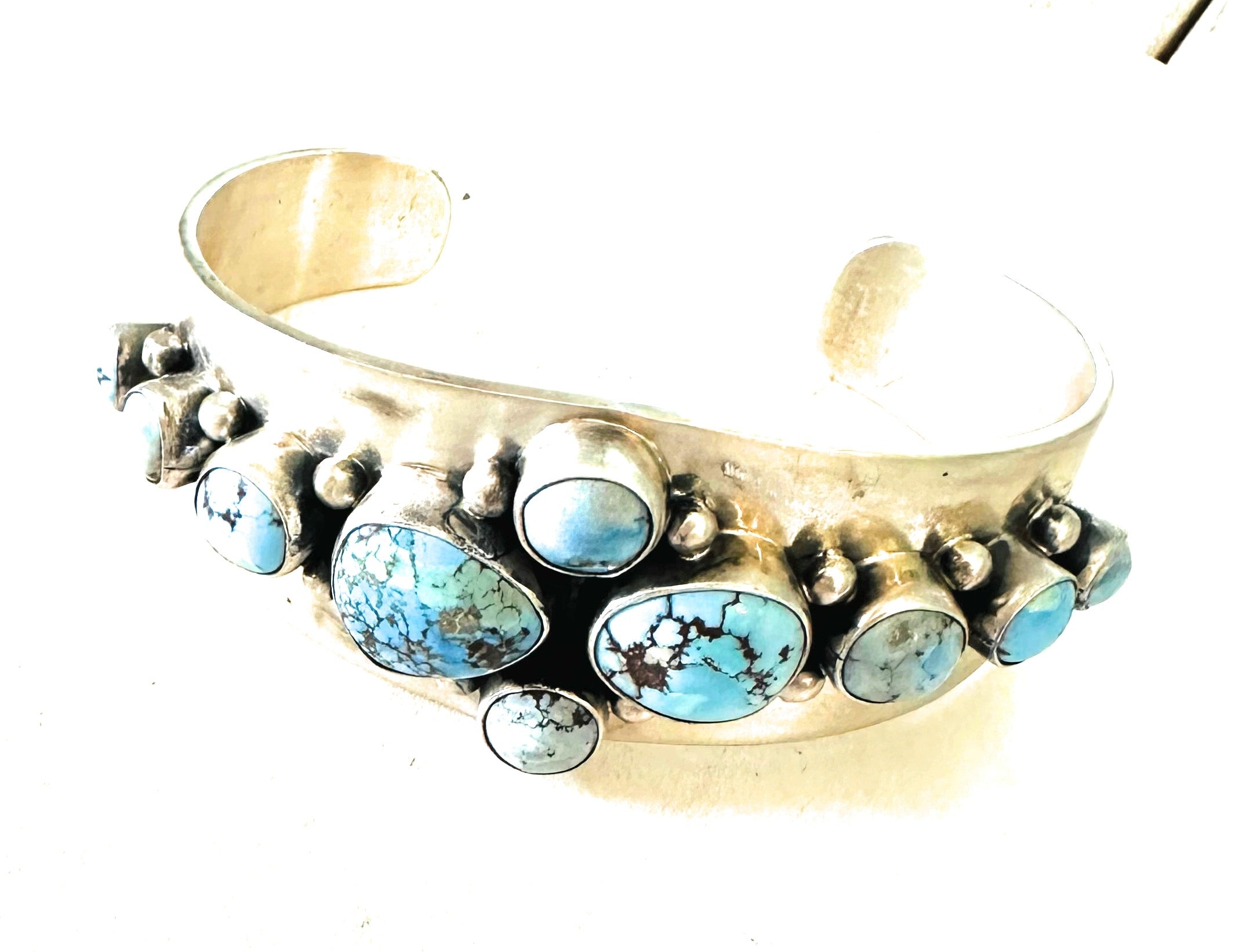 Handcrafted Golden Hills Turquoise & Sterling Silver Cuff Bracelet /
