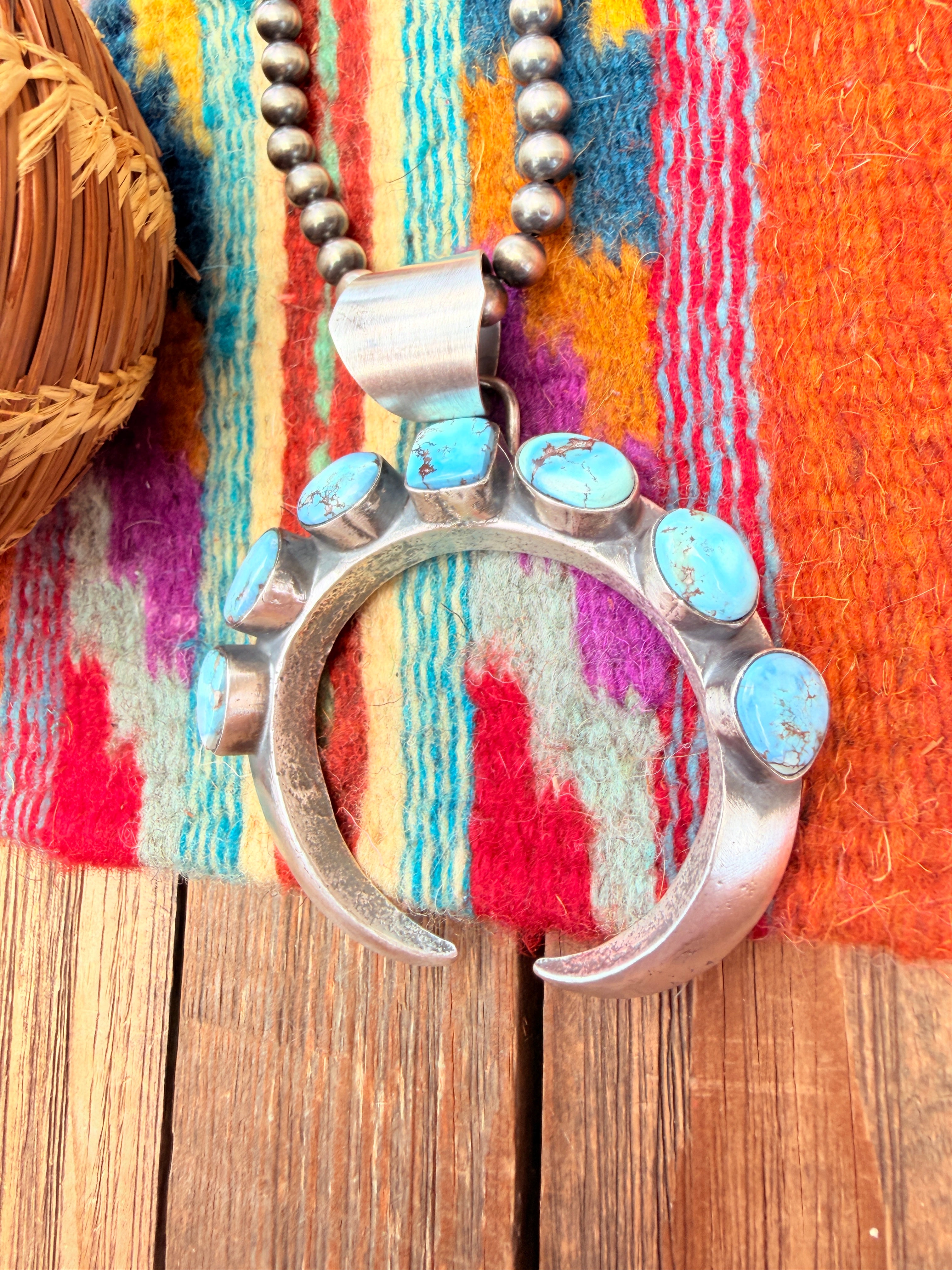 Handcrafted Sterling Silver & Golden Hills Turquoise Naja Pendant by Chimney Butte