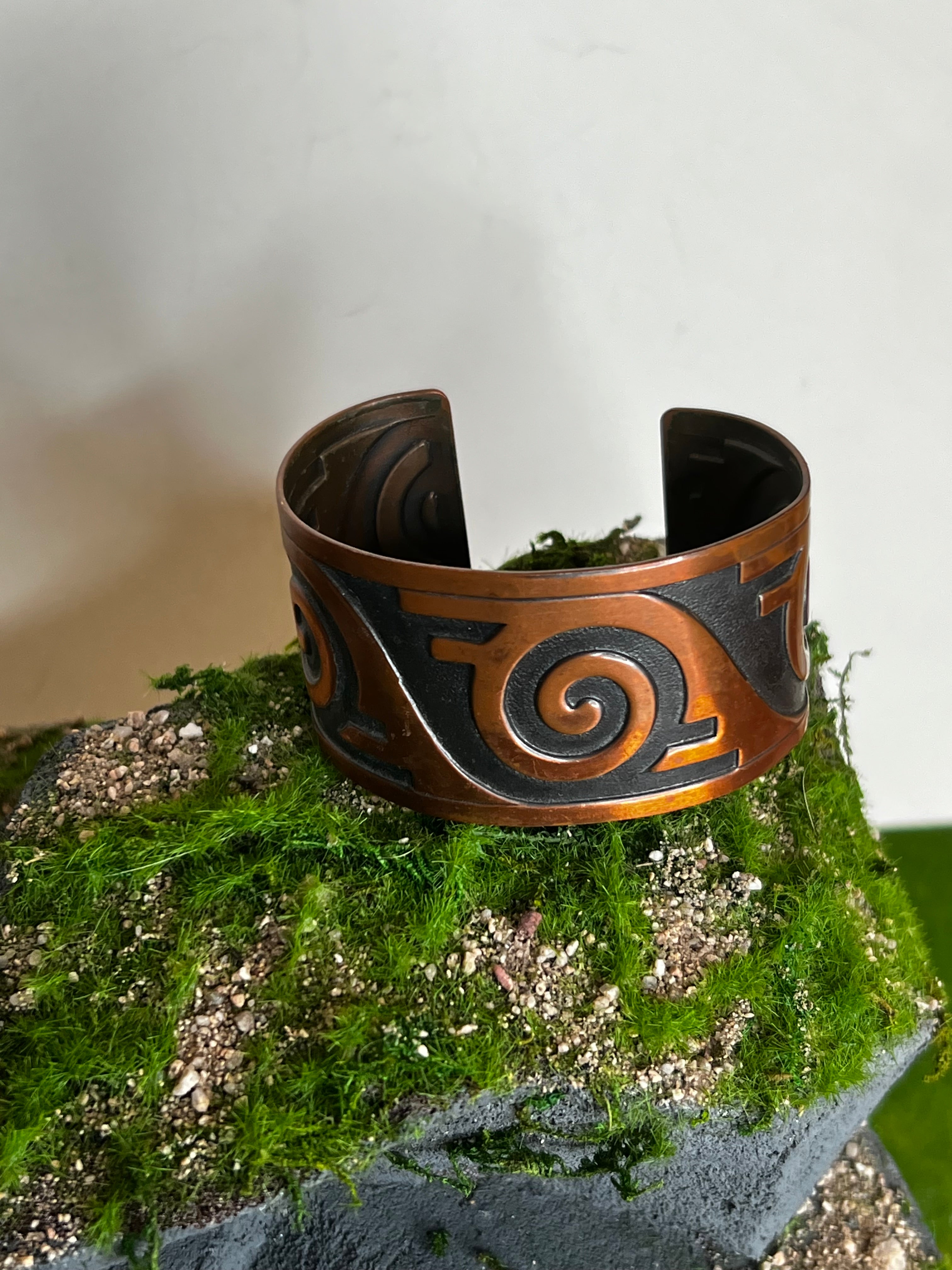 Handmade Vintage Copper Pattern Cuff Bracelet