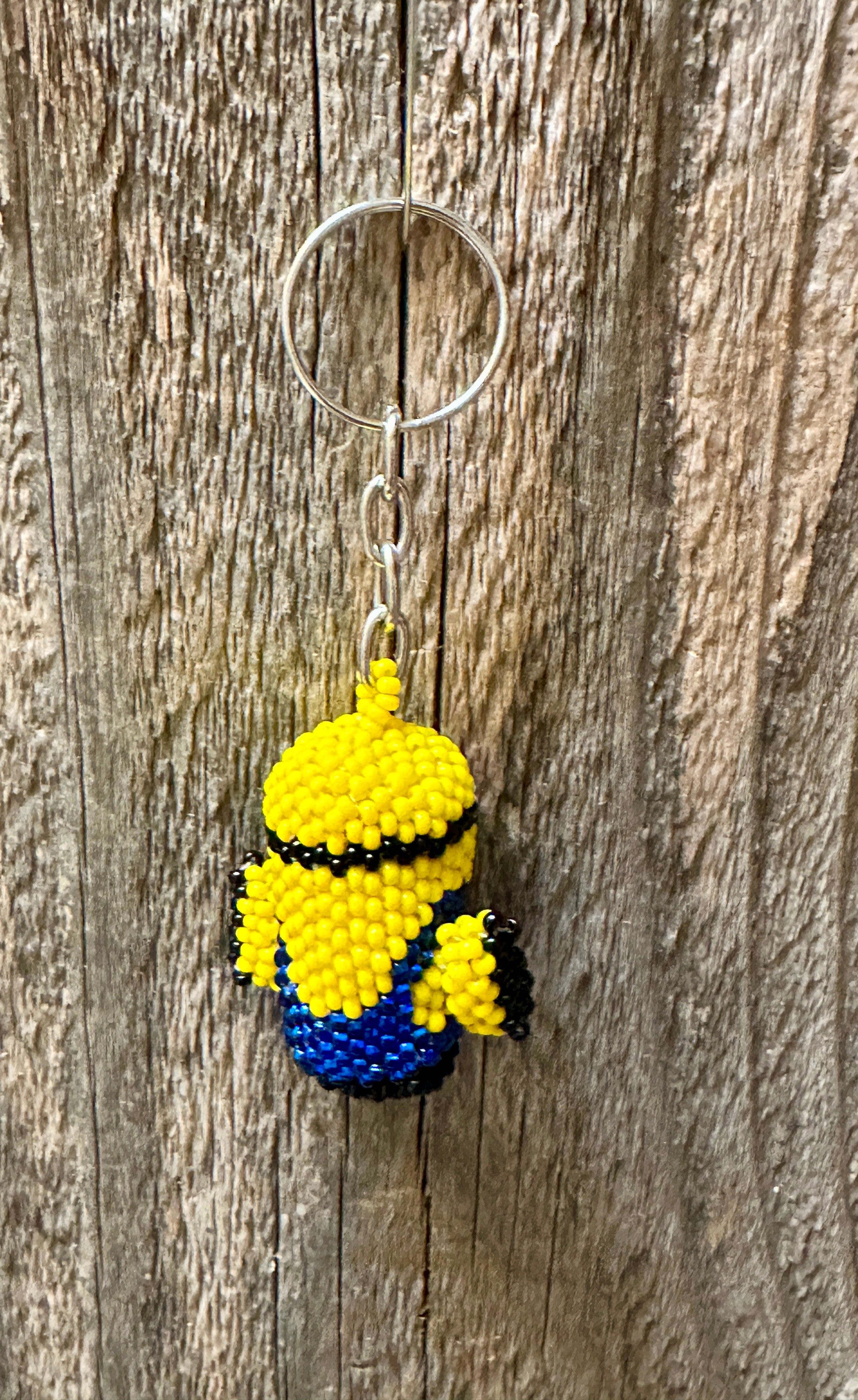 Handmade Beaded Yellow Minion Character Keychain
