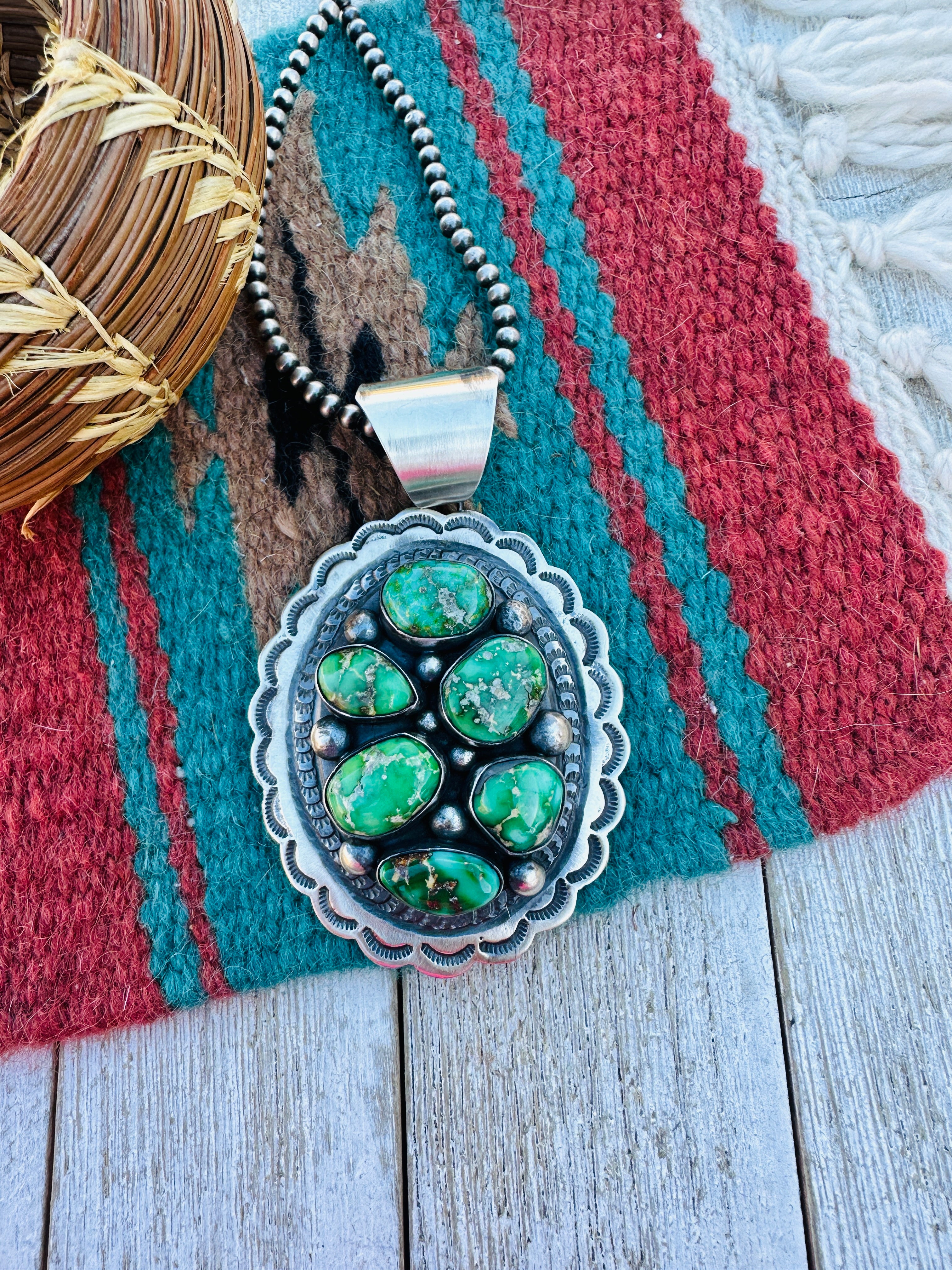 Handcrafted Sterling Silver & Sonoran Mountain Turquoise Pendant by Chimney Butte