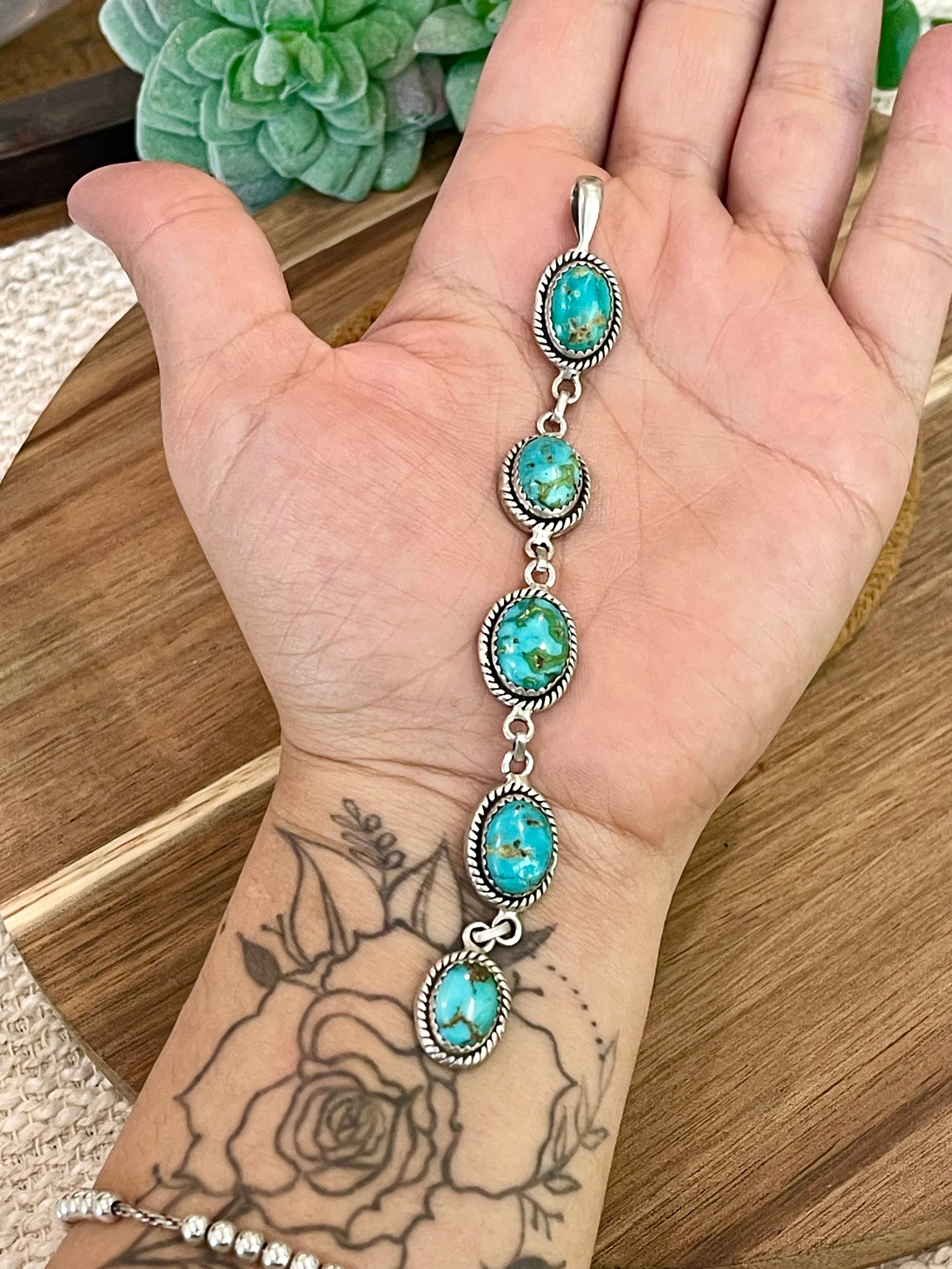 Handmade Sterling Silver & Sonoran Mountain Turquoise Cluster Pendant