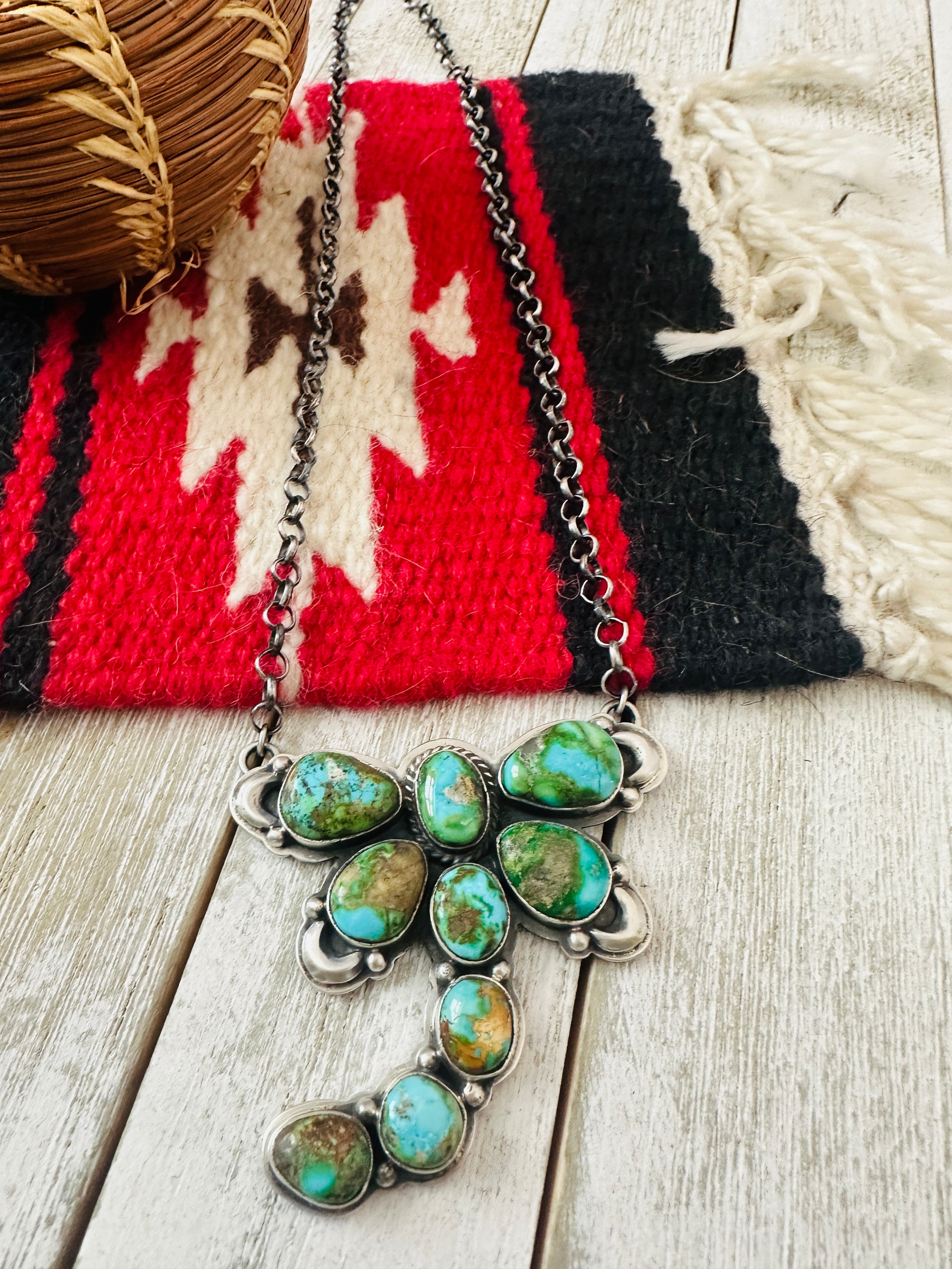 Handcrafted Sonoran Gold Turquoise & Sterling Silver Dragonfly Necklace