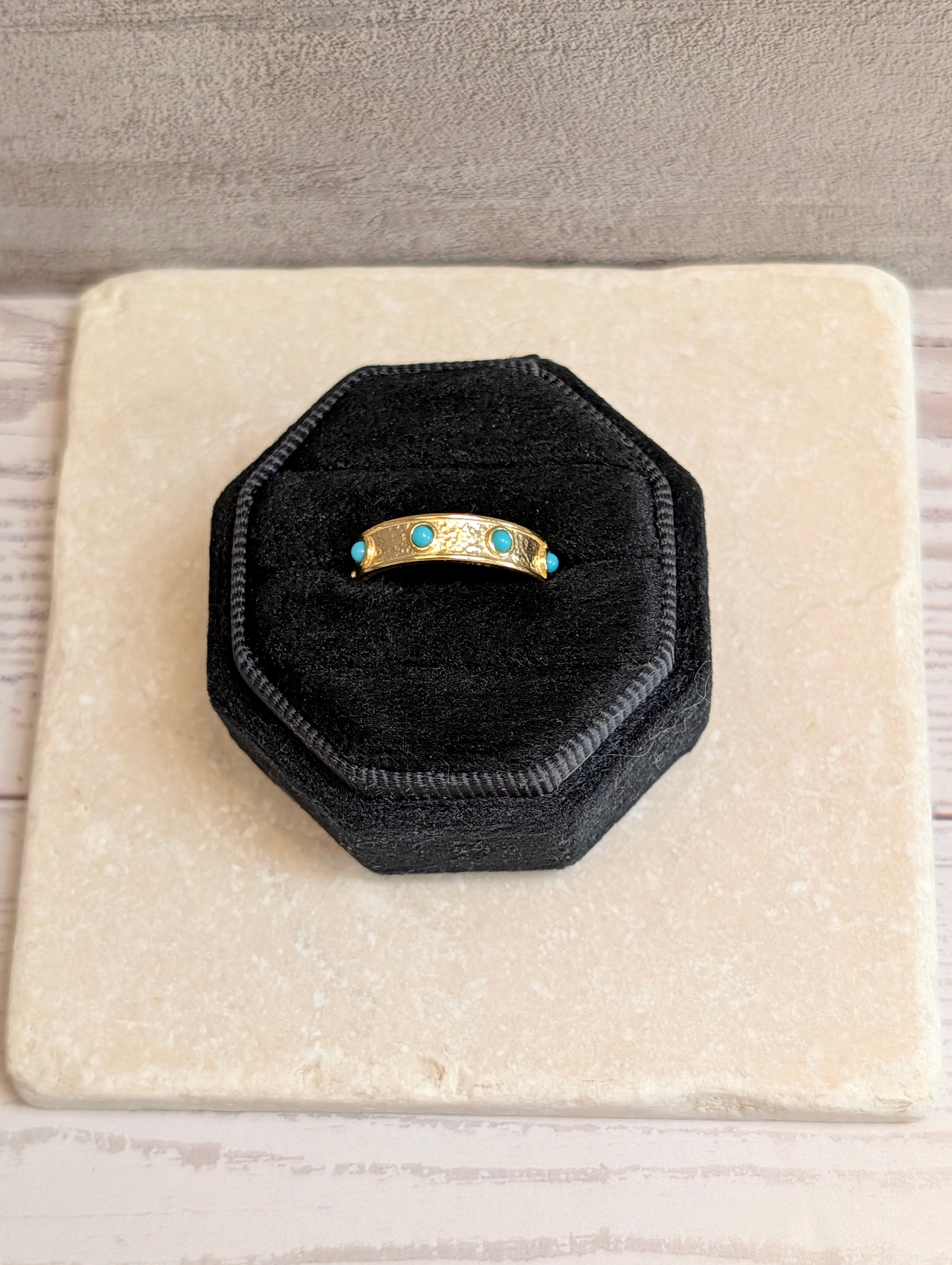 Gold Plated 8 Stone Turquoise Band Ring