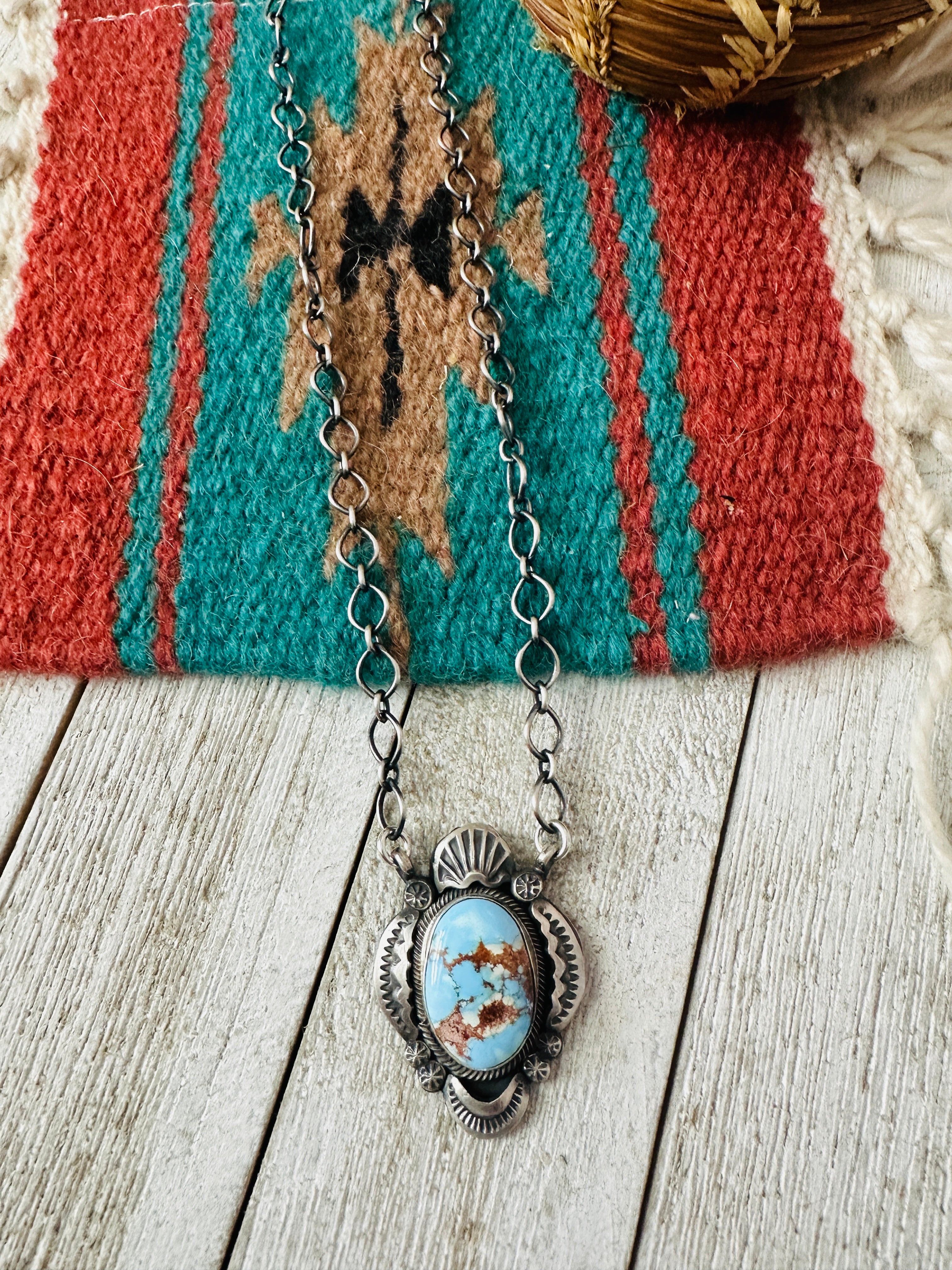 Handcrafted Sterling Silver & Golden Hills Turquoise Necklace