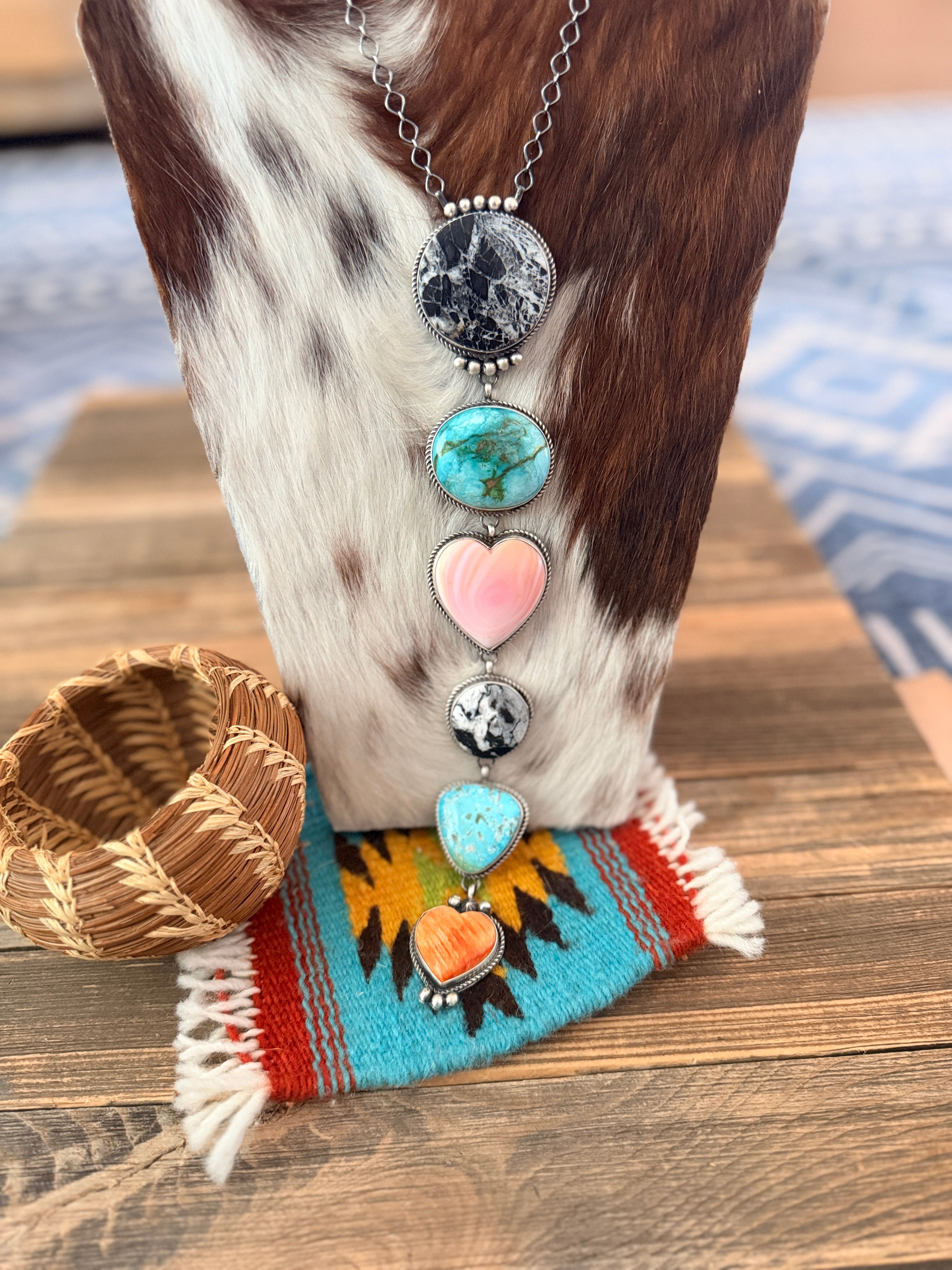 Handcrafted Multi Stone & Sterling Silver Lariat Necklace by Vicky Hicks