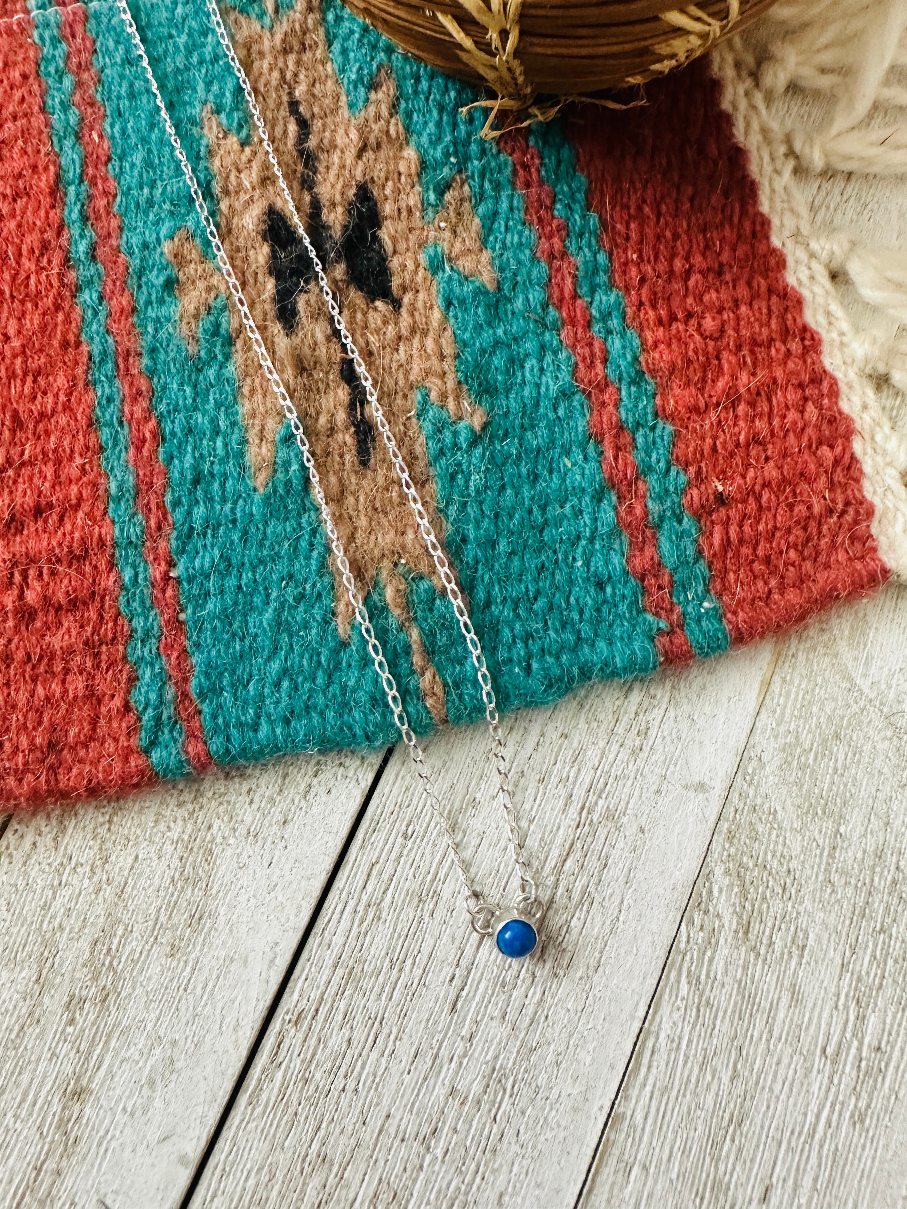 Handcrafted Sterling Silver & Lapis Dot Necklace