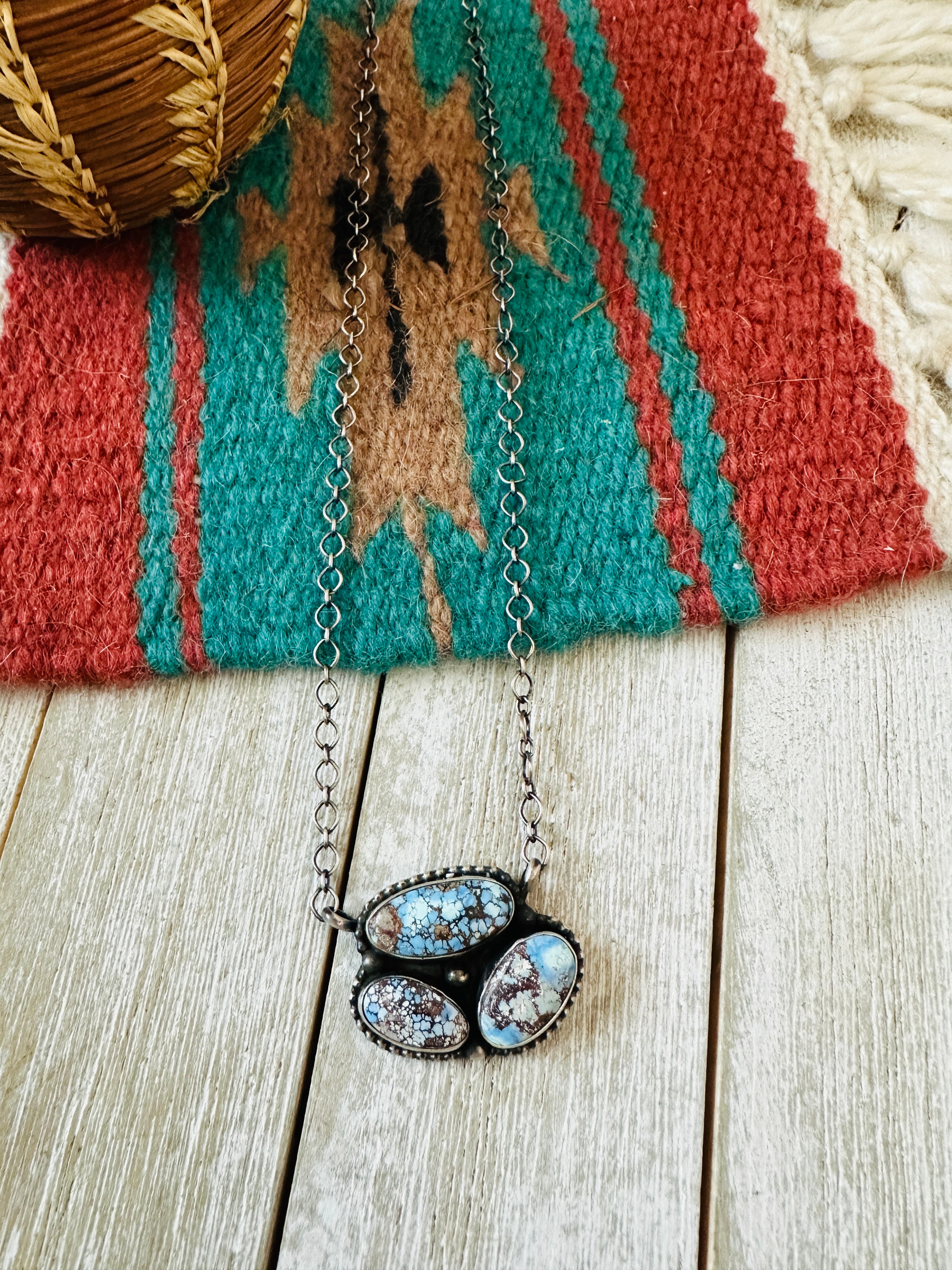 Handcrafted Sterling Silver & Golden Hills Turquoise Cluster Necklace