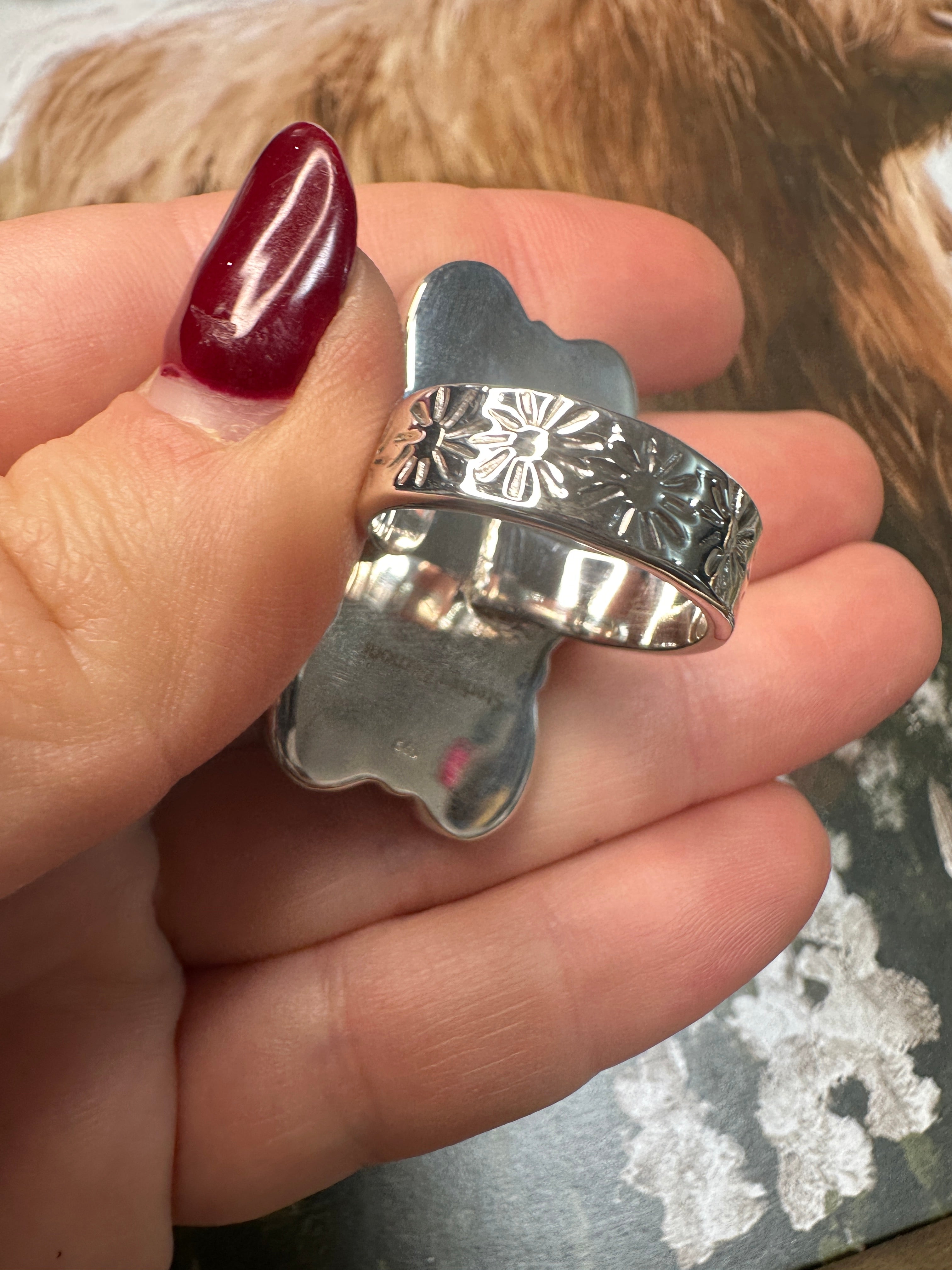 Handmade Pink Fire Opal And Sterling Silver Adjustable 6 Stone Ring