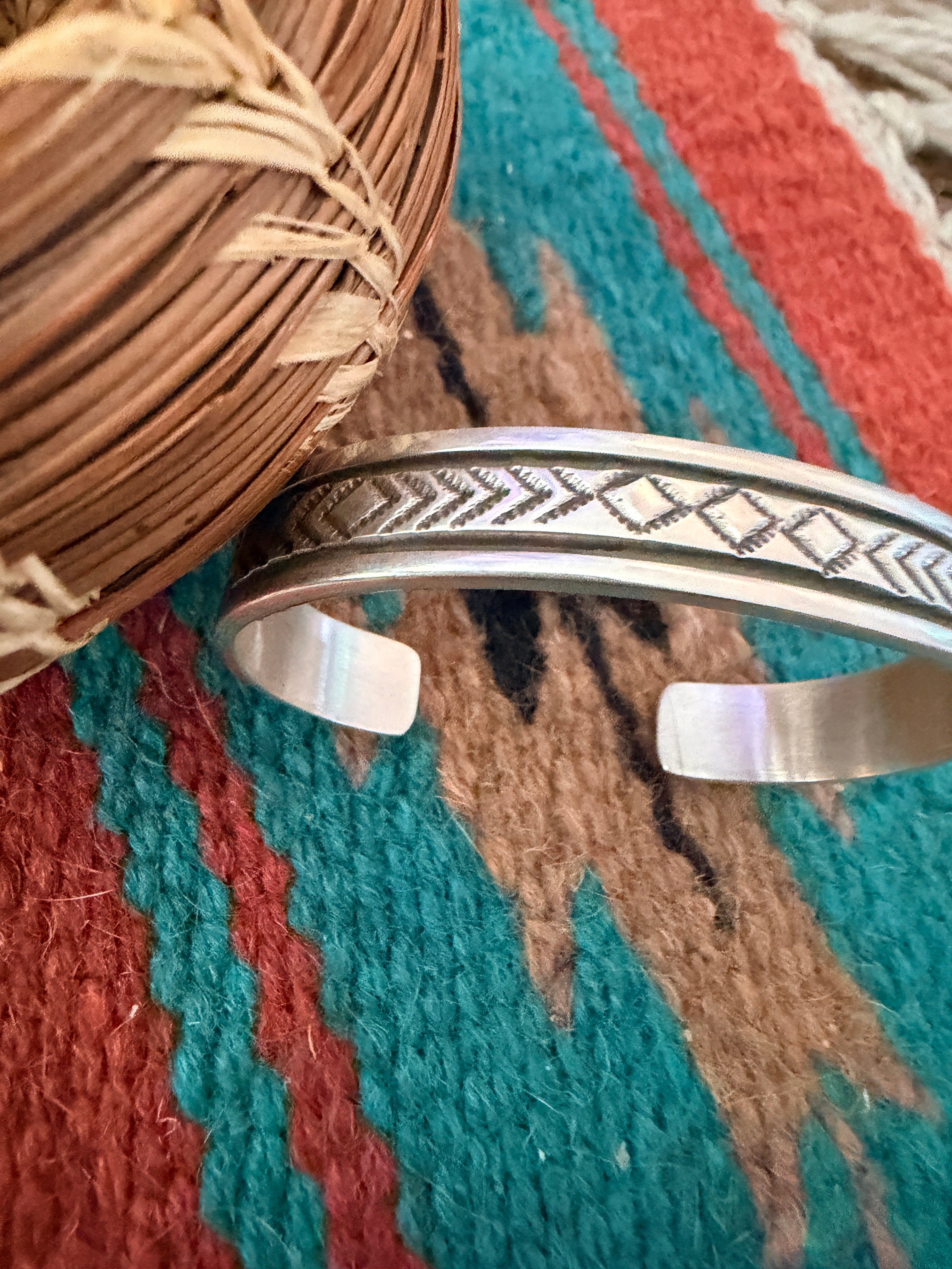 Handcrafted Old Pawn Sterling Silver Cuff Bracelet