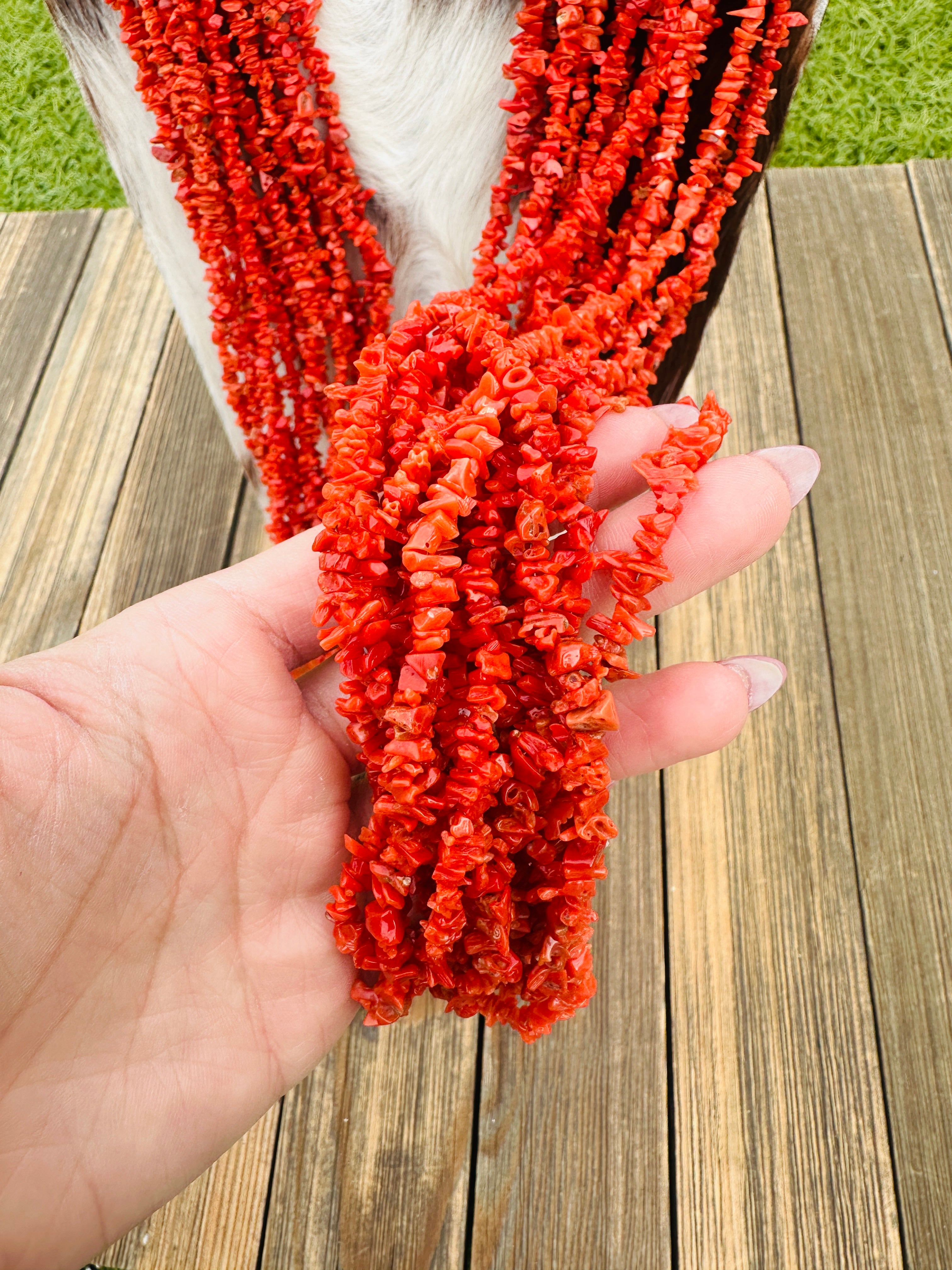 Handcrafted Coral & Sterling Silver 15-Strand Beaded Necklace