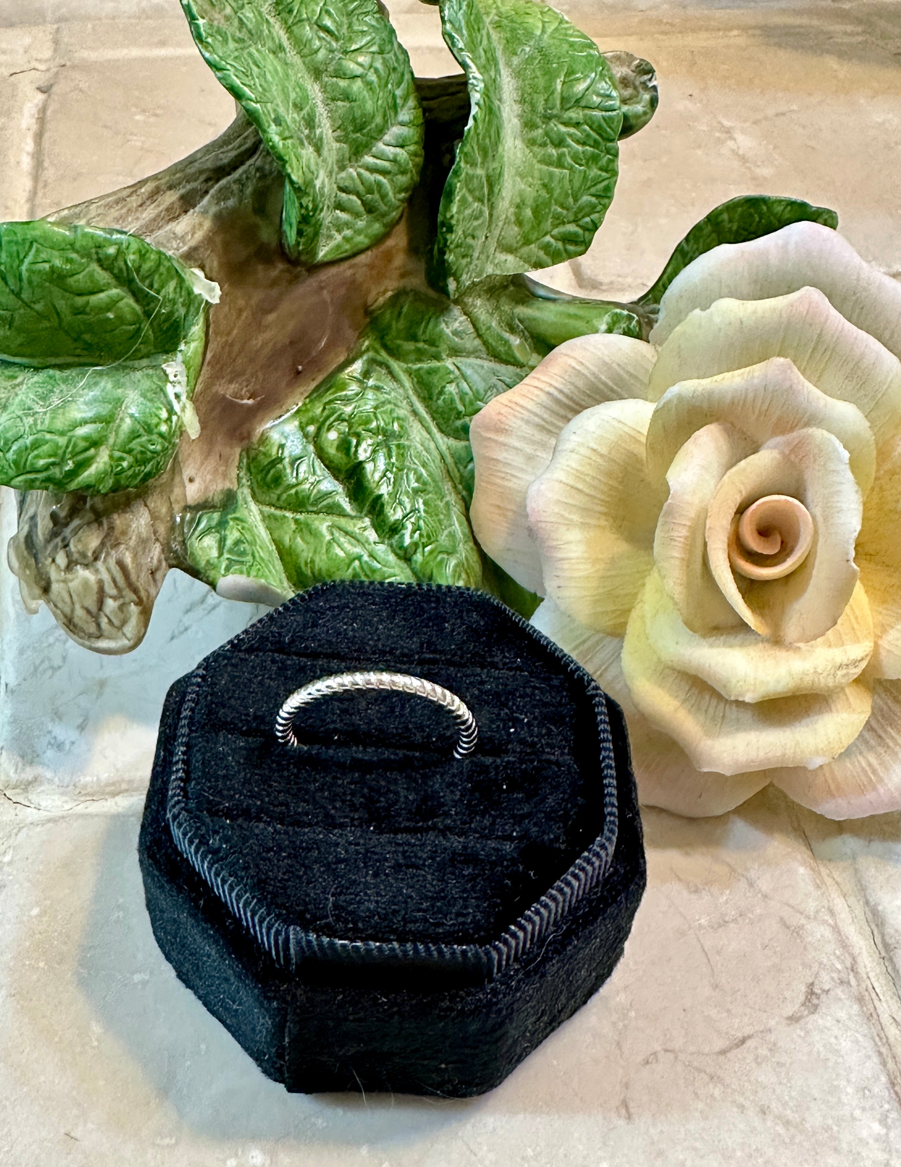 Sterling Silver Rope Open Band Adjustable Ring