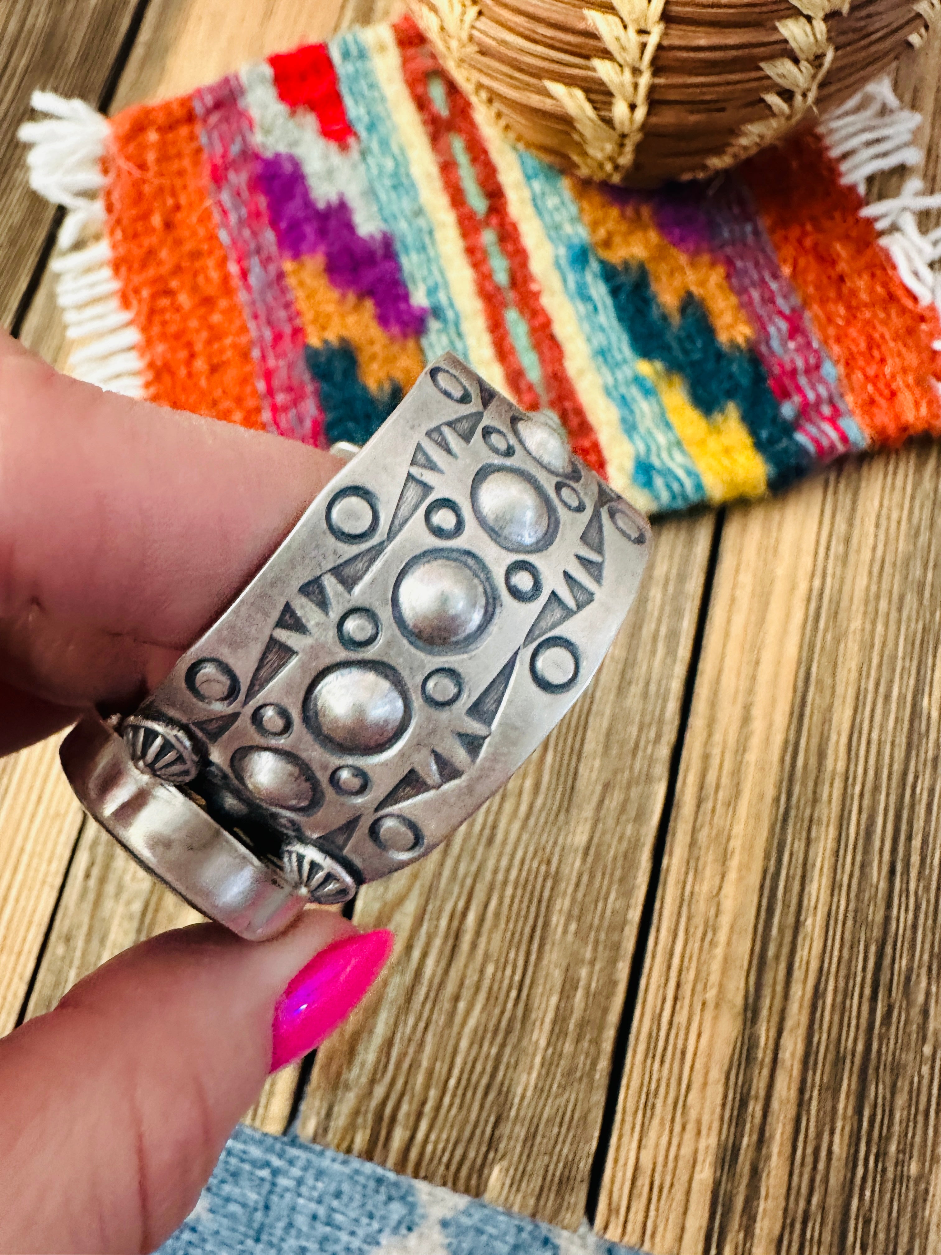 Handcrafted Royston Turquoise & Sterling Silver Cuff Bracelet by Benson Shorty