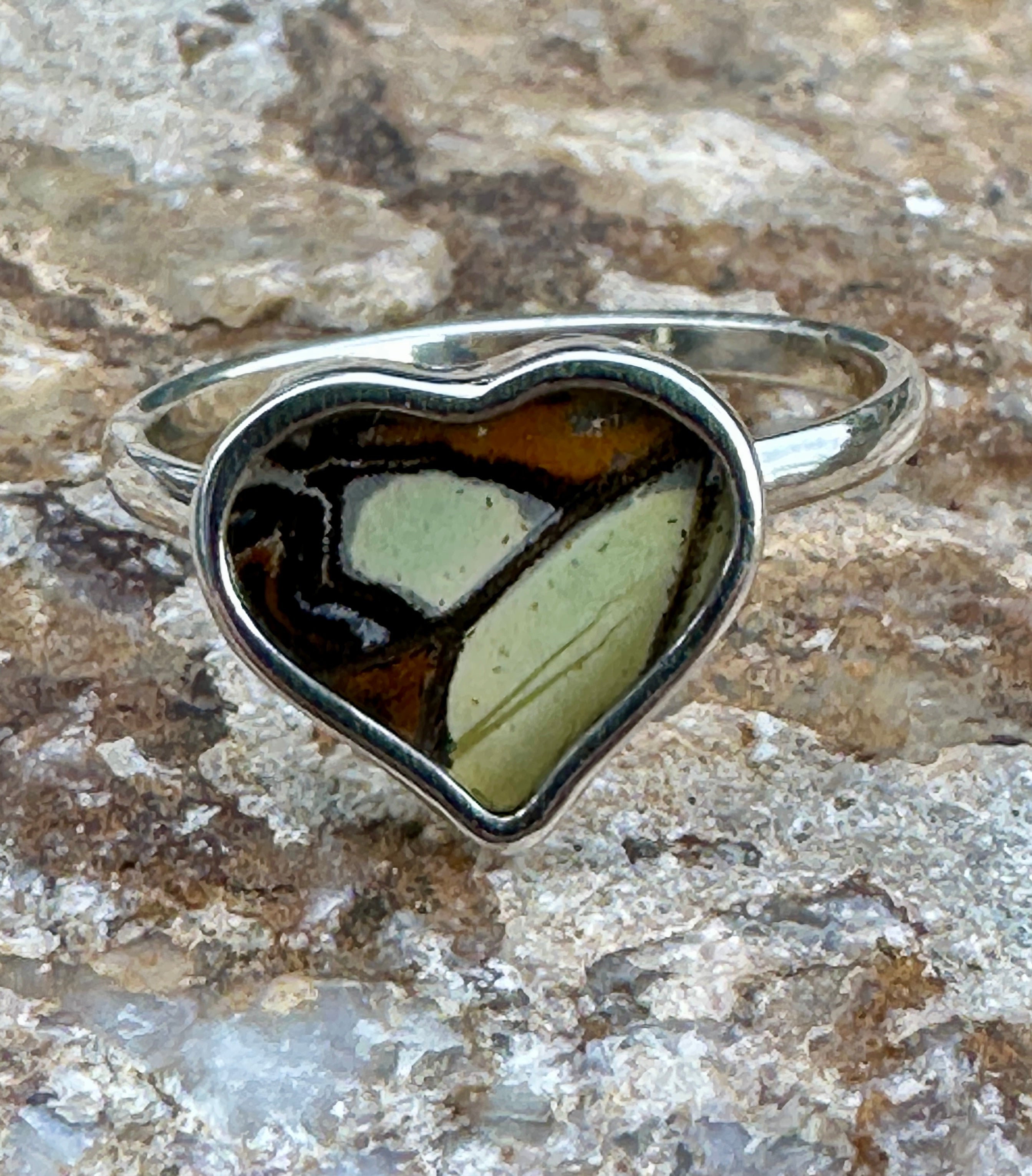 Malachite Butterfly Sterling Silver Ring Size 9.5